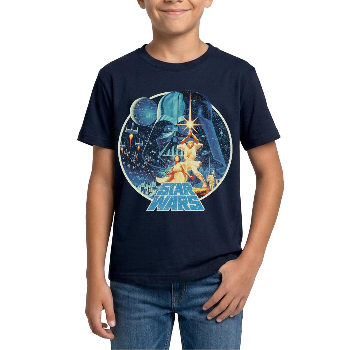 Spreadshirt T-Shirt Star Wars Galaxie Mit Ikonischen Charakteren Teenager T-Shirt (1-tlg)