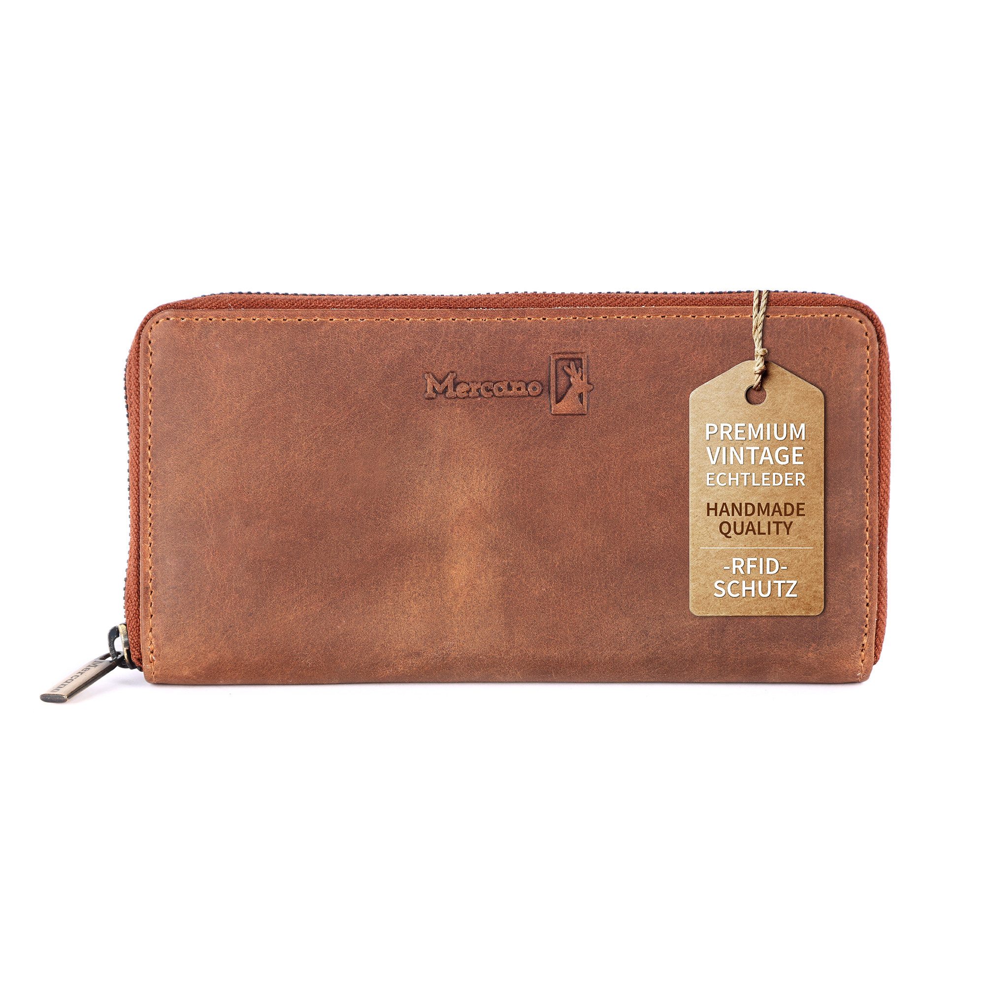 Mercano Geldbörse für Damen mit Reißverschluss aus Echtleder (inkl. Geschen günstig online kaufen