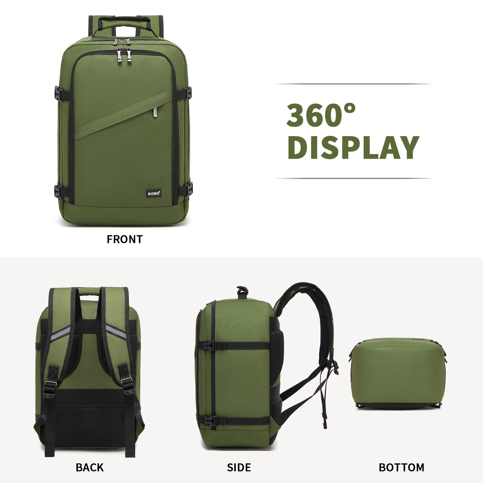 KONO Rucksack Ryanair-Kabinentasche – Handgepäckrucksack, Maße 40 x 30 x 20 cm – Bild 4 von 5