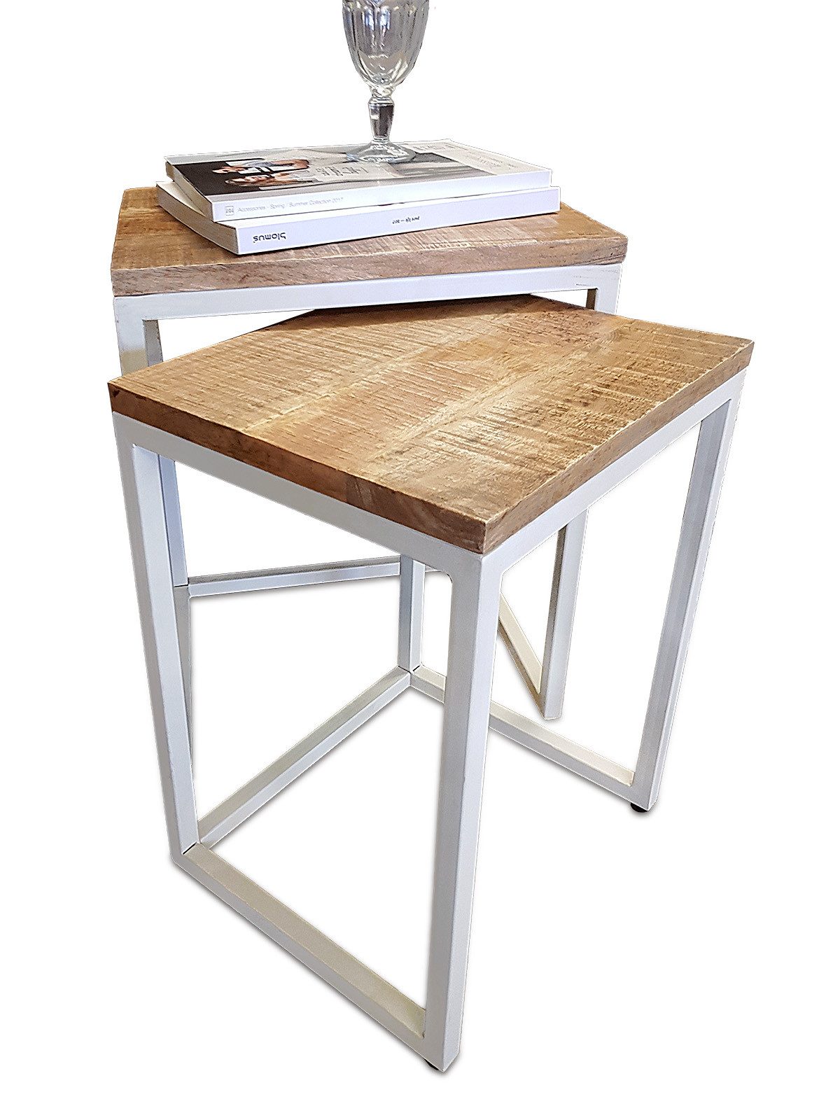 Amagohome Beistelltisch Beistelltisch Holz Satztisch Set 2 Stück Wohnzimmer günstig online kaufen