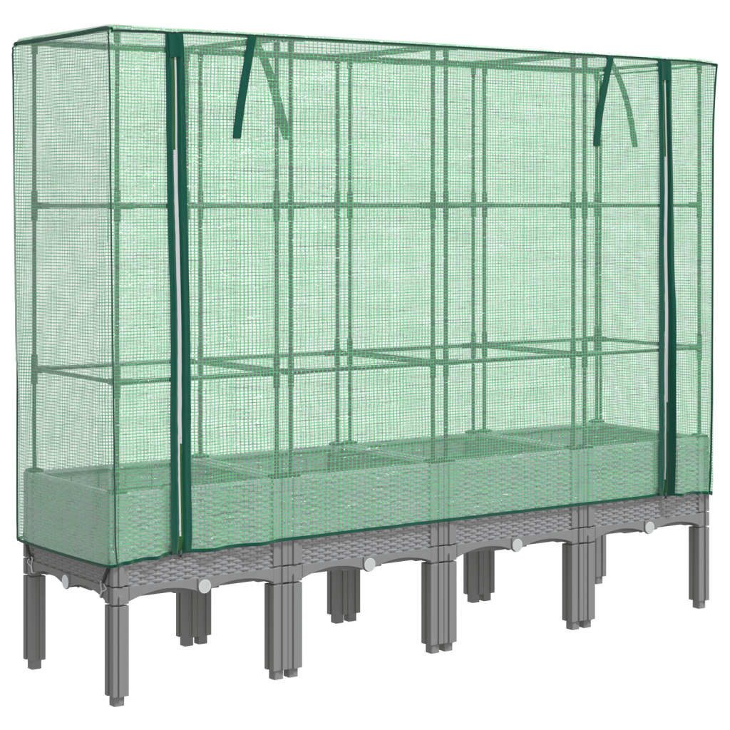 vidaXL Hochbeet Hochbeet mit Gewächshaus-Aufsatz Rattan-Optik 160x40x140 cm (1 St)