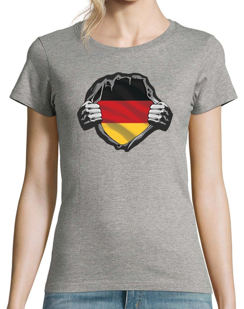 Grau modischem Herz Youth mit Damen T-Shirt Print Designz Shirt Deutschland