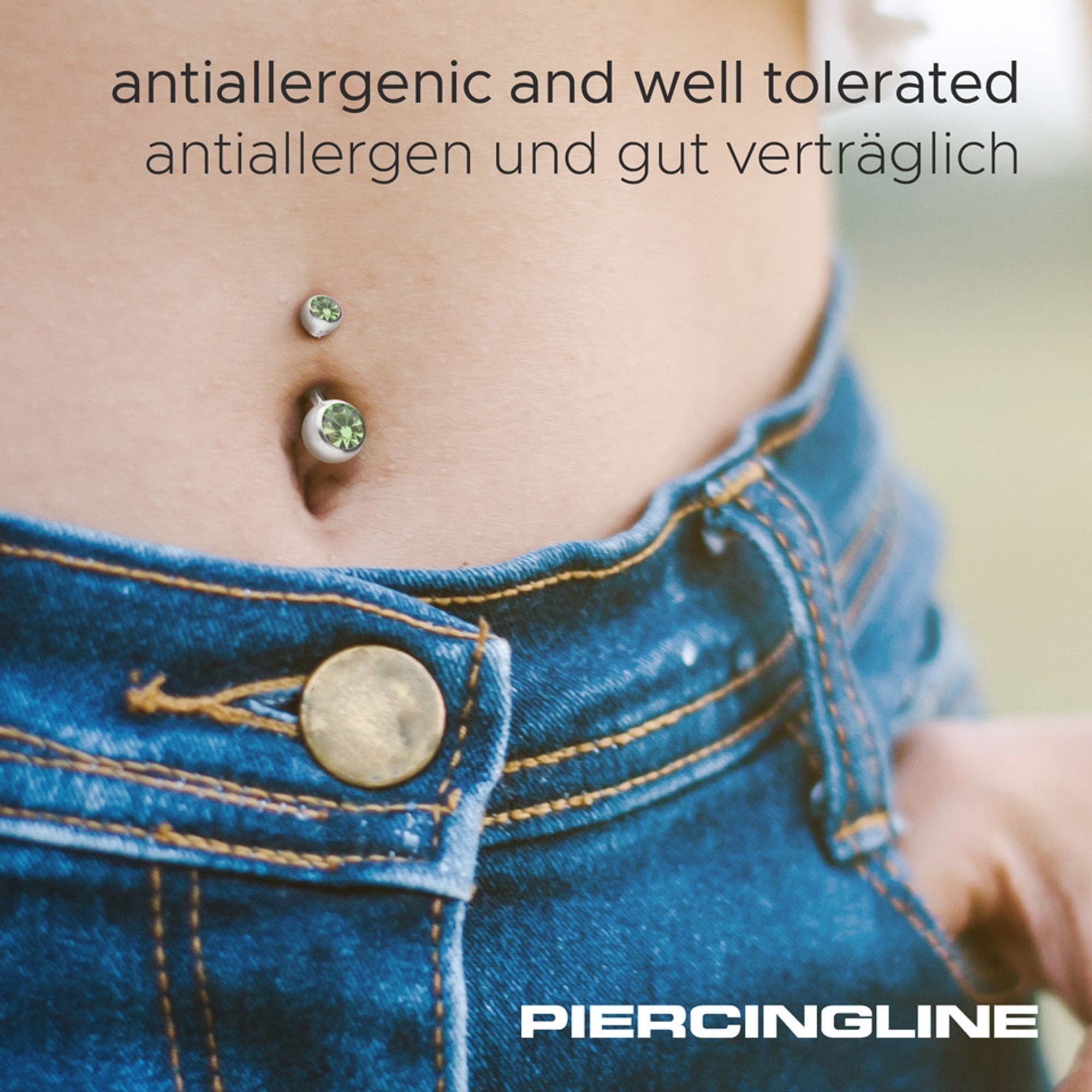 PIERCINGLINE Bauchnabelpiercing Titan Bananabell ZWEI KRISTALLE (Bananabells, 1-tlg)