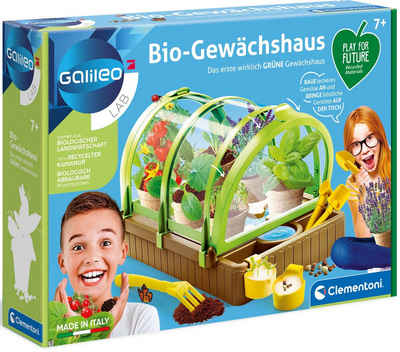 Clementoni® Experimentierkasten Galileo, Play for Future Bio Gewächshaus, aus recyceltem Material; Made in Europe