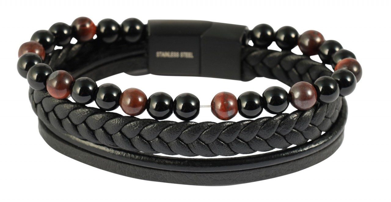 Adelia´s Edelstahlarmband Herren Armband aus Edelstahl mit Onyx