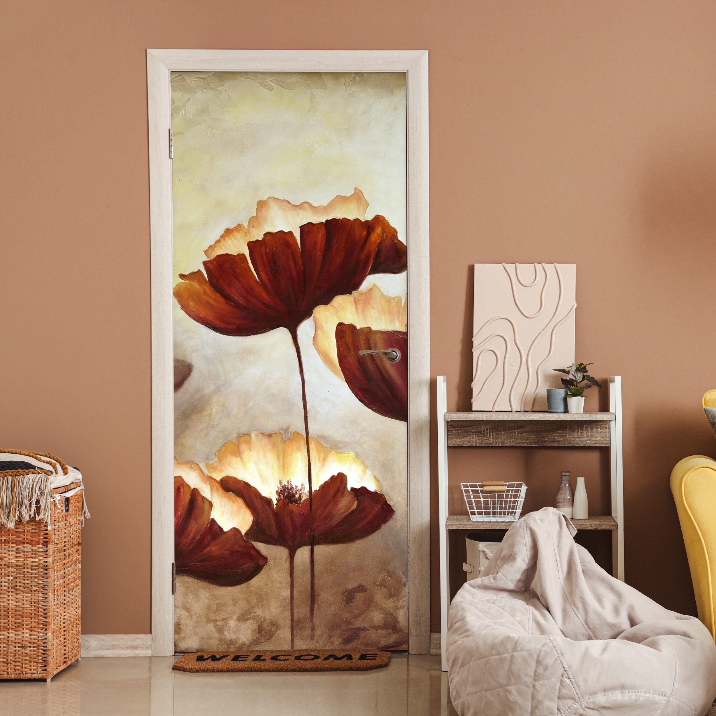 MuchoWow Türtapete Malerei - Blumen - günstig online kaufen