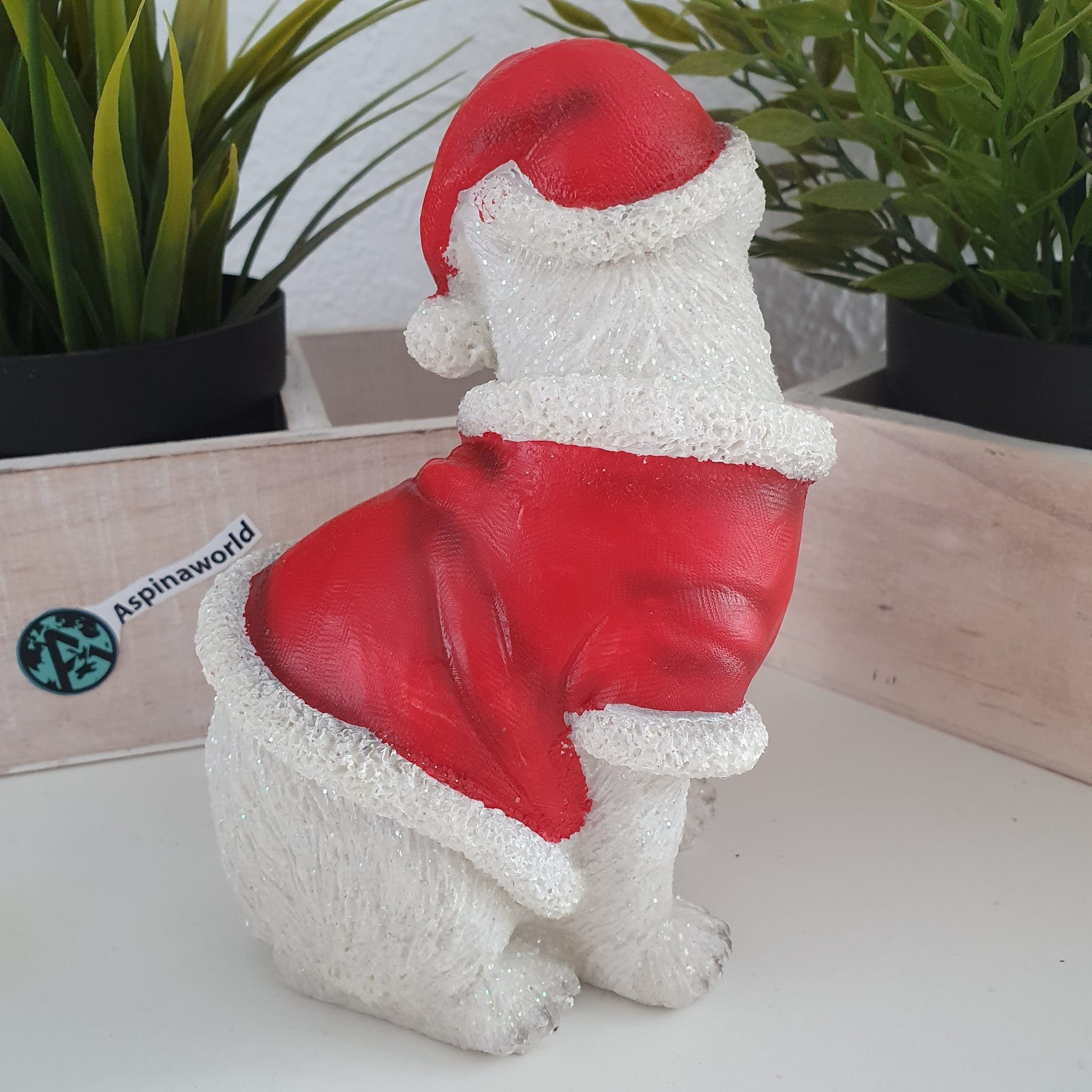 sitzt Weihnachts Eisbär Aspinaworld Figur Weihnachtsfigur 15 cm