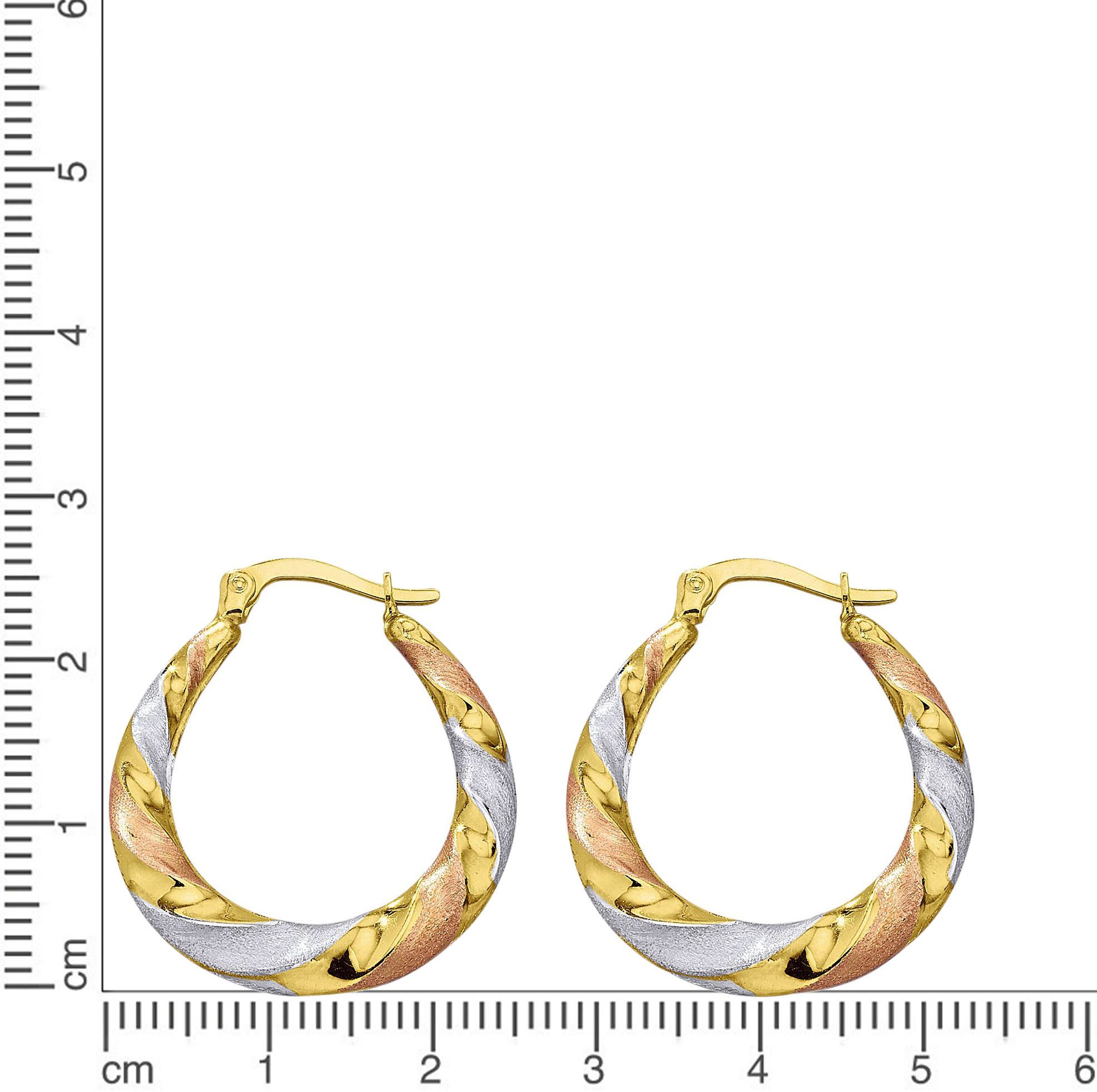 Firetti Paar Creolen Schmuck Geschenk Gold 375 Ohrschmuck Ohrringe Tricolor – Bild 3 von 3
