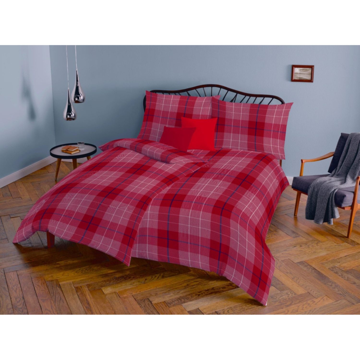 fleuresse Bettwäsche Fleuresse Lech Edelflanell Bettwäsche 155x220 Karo rot blau Landhaus, Edelflanell, 2 teilig