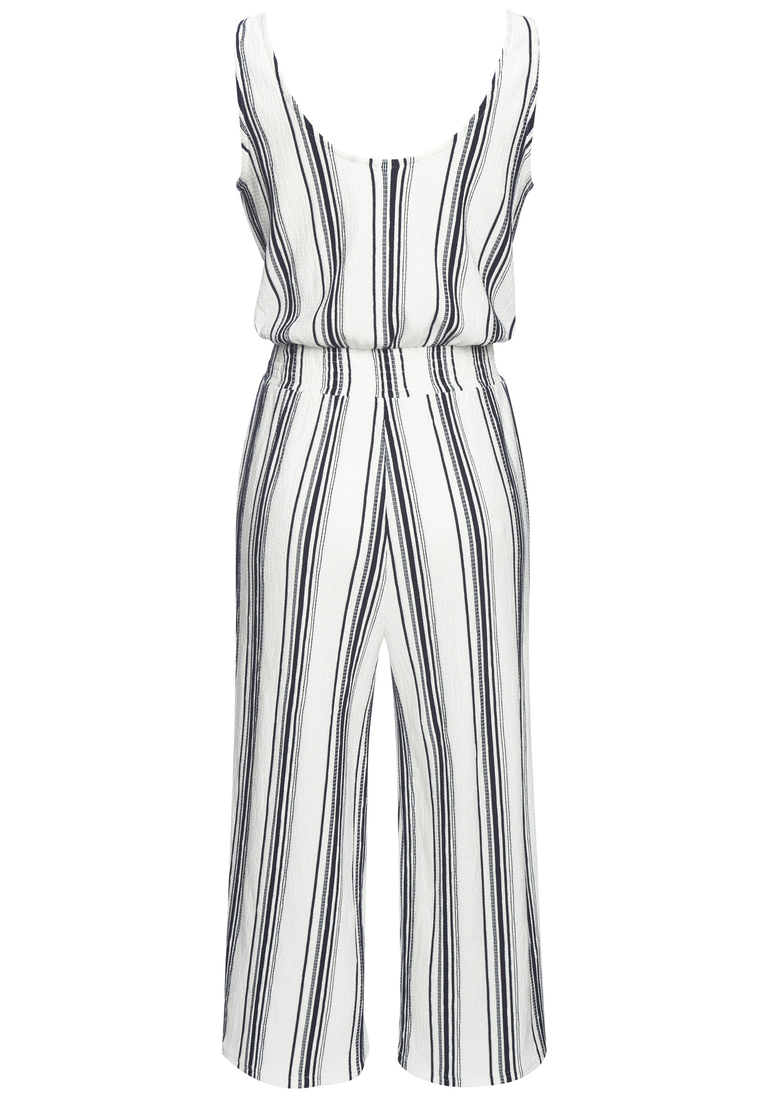 LASCANA Culotte-Overall aus strukturierter Ware, sommerlicher Jumpsuit mit Streifen
