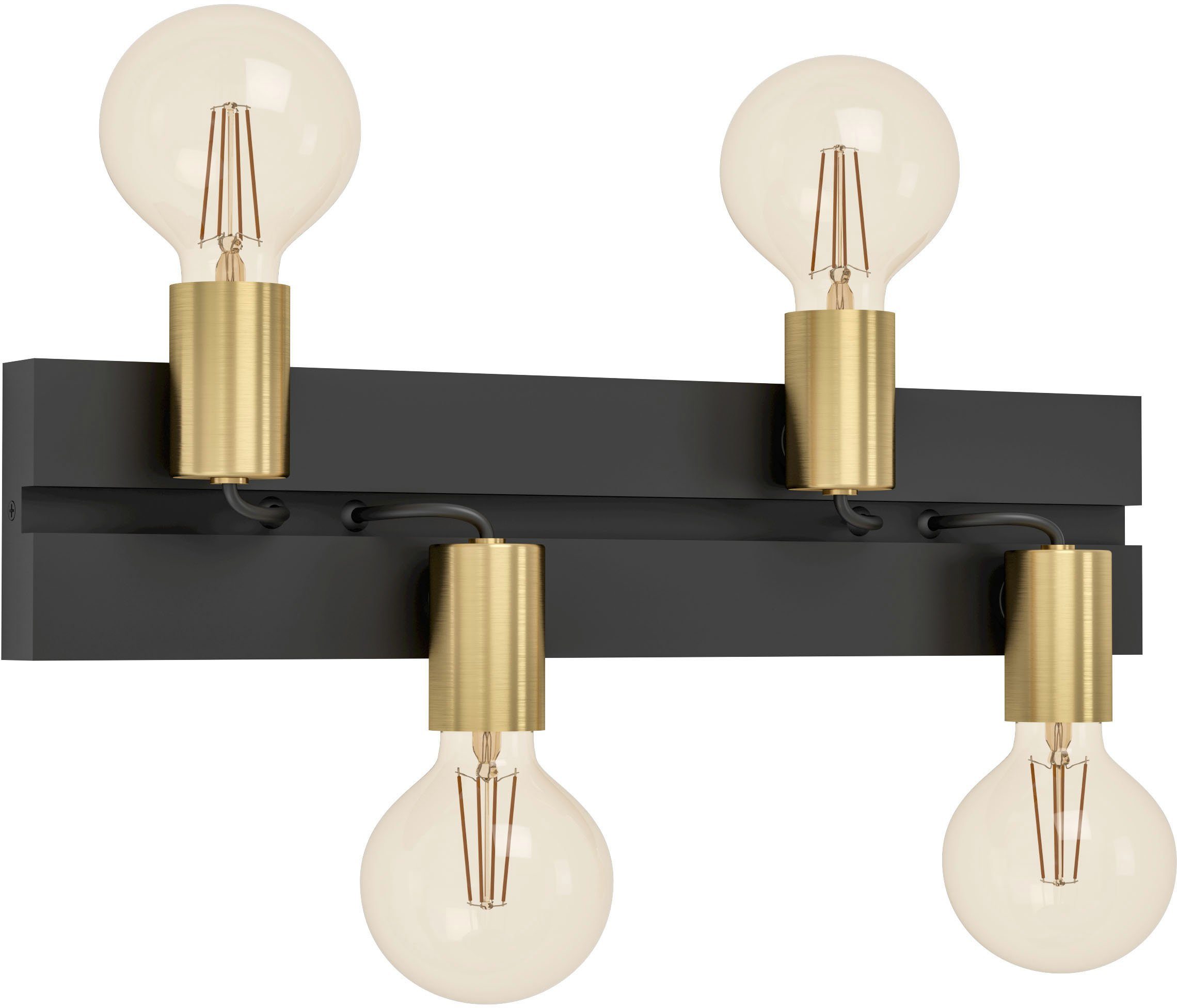 EGLO Deckenleuchte MACCHIONE, Leuchtmittel wechselbar, ohne Leuchtmittel, Deckenleuchte in schwarz und messing aus Stahl - exkl. E27 - 10W