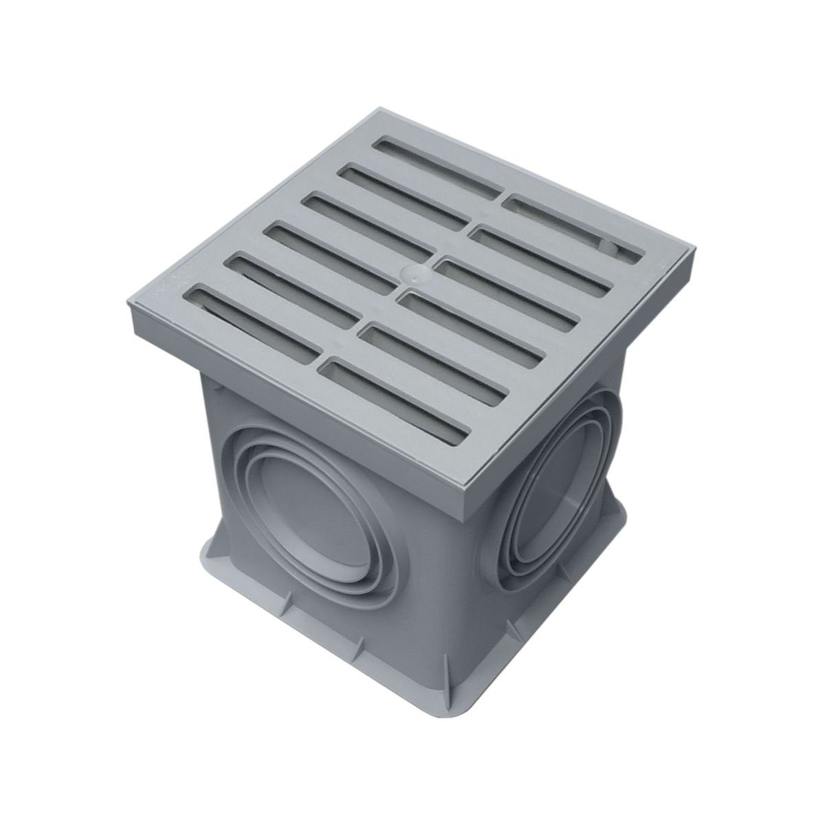 Marley Deutschland GmbH Erdschacht 200x200mm Einlaufschacht + Kunststoffrost, 20x20x20 cm, 2-St., laugen- und säurebeständig, begehbar