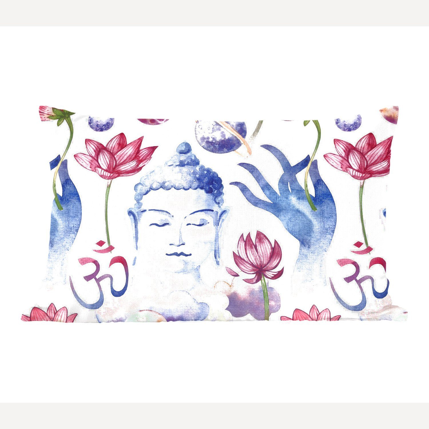 Buddha Wohzimmer Dekokissen - Blumen, - Zierkissen, Schlafzimmer Füllung, Dekokissen mit MuchoWow Dekoration, Muster