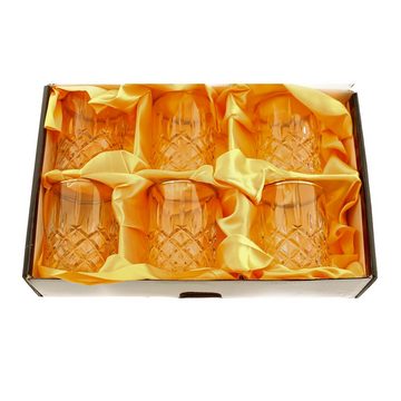 Sunay Teeglas 6er Gläser-Set mit Henkel Gold Umrandung 200ml Transparent mit Muster