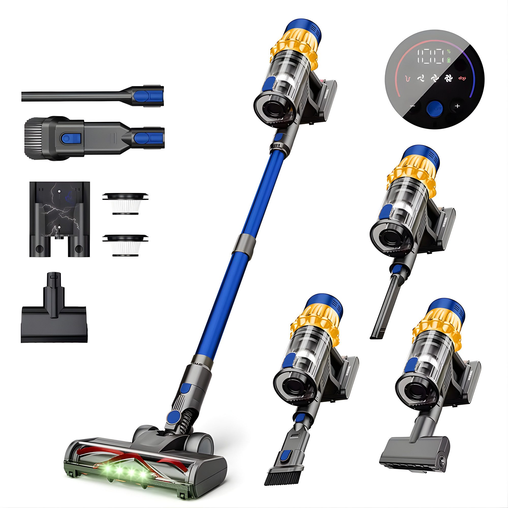 Athlix Handstaubsauger V15 Akku-Staubsauger, bürstenloser Handstaubsauger Sauger beutellos, 650 W, beutellos, 60 Min. Laufzeit, 55 kPa, bürstenlos