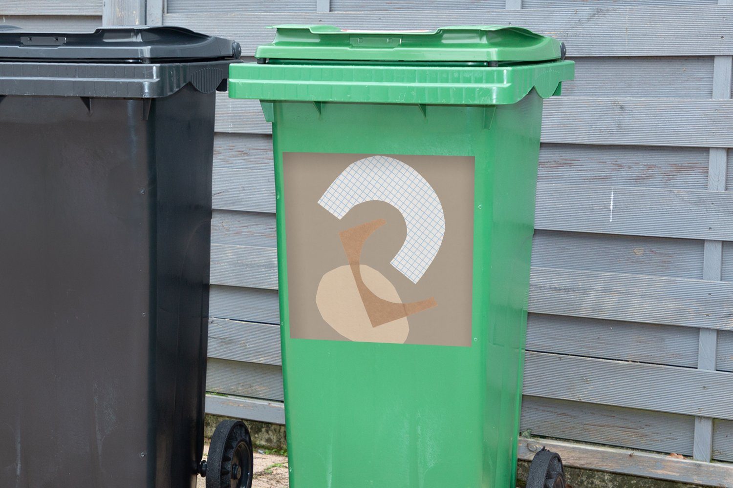 Mülltonne, (1 - St), Pastell Wandsticker - Sticker, Abstrakt MuchoWow Container, Mülleimer-aufkleber, Formen Quadrate - Abfalbehälter