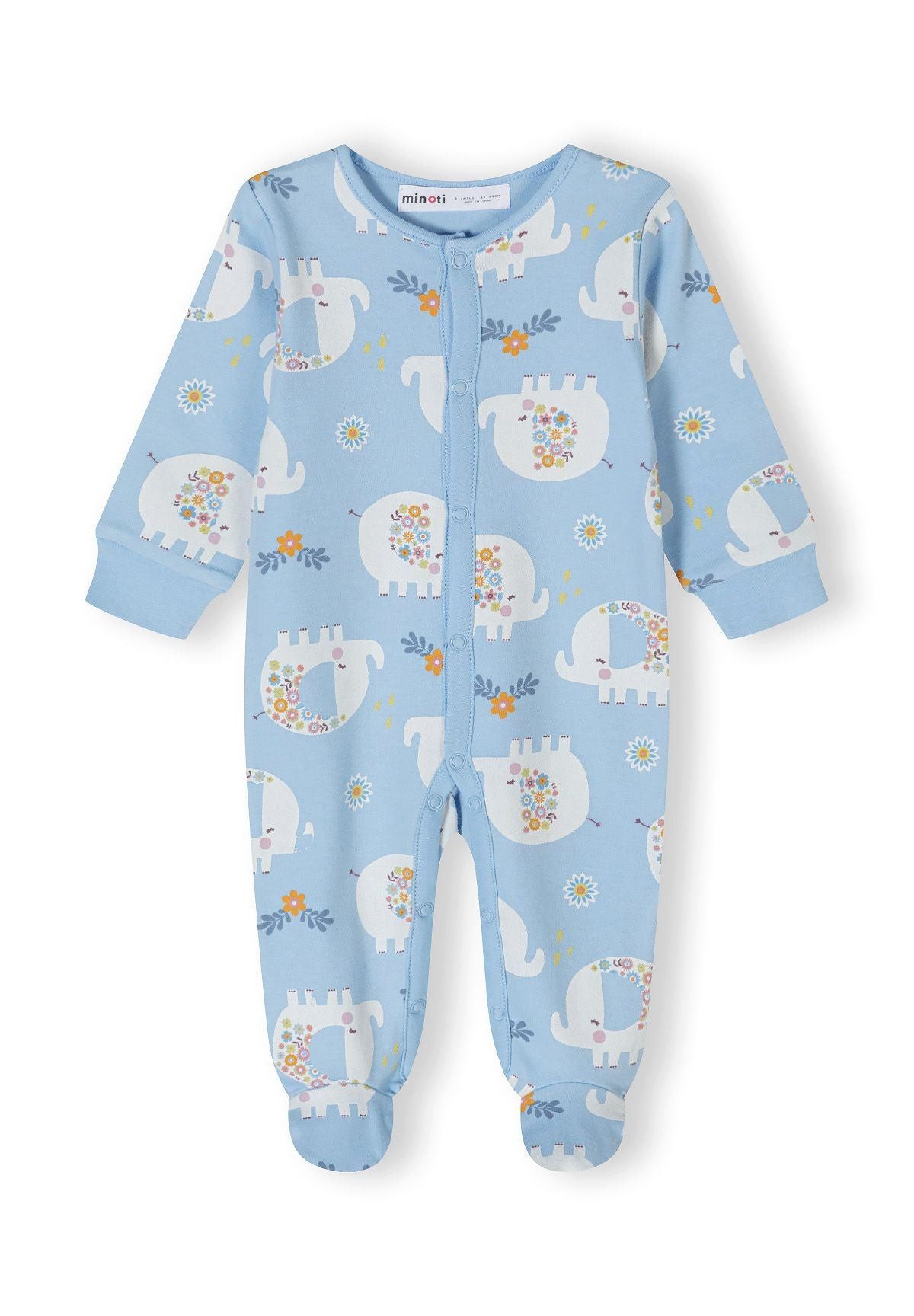 MINOTI Schlafoverall für Babys mit Füßen (Packung, 4-tlg) Elefanten und Blumen – Bild 5 von 5