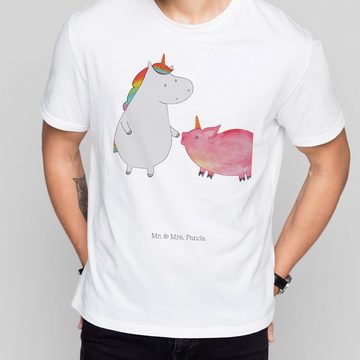 Mr. & Mrs. Panda T-Shirt Einhorn + Schweinhorn - Weiß - Geschenk, Freundin, Shirt, Unicorn, Pegasus, Einhörner, Freundschaft, Unisex, T-Shirt, Einhorn Deko, Rundhals (1-tlg)
