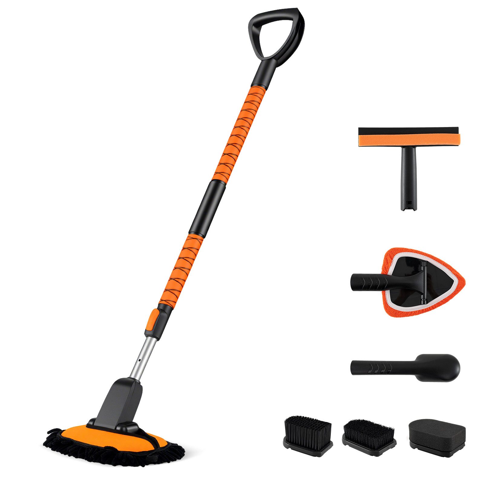 COSTWAY Eiskratzer 10 tlg. Schneebesen mit Besen, 180° drehbarer Bürstenkopf