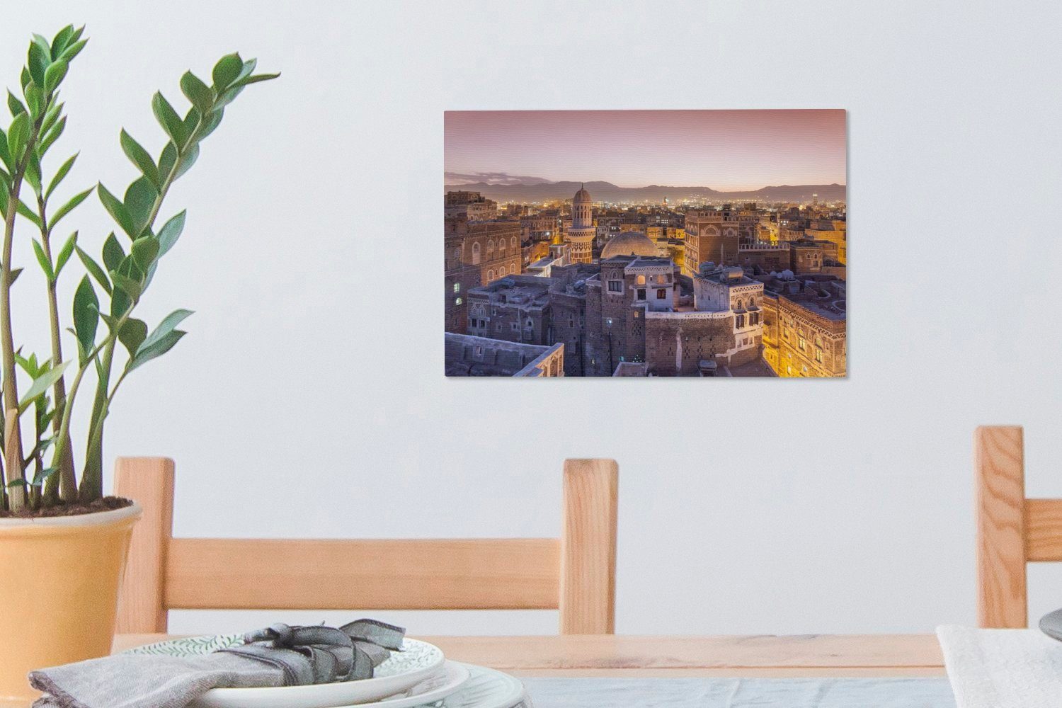 Wandbild im OneMillionCanvasses® Berge Aufhängefertig, (1 Jemen, 30x20 Leinwandbilder, St), cm in Sanaa Leinwandbild Straßenszene Wanddeko, und