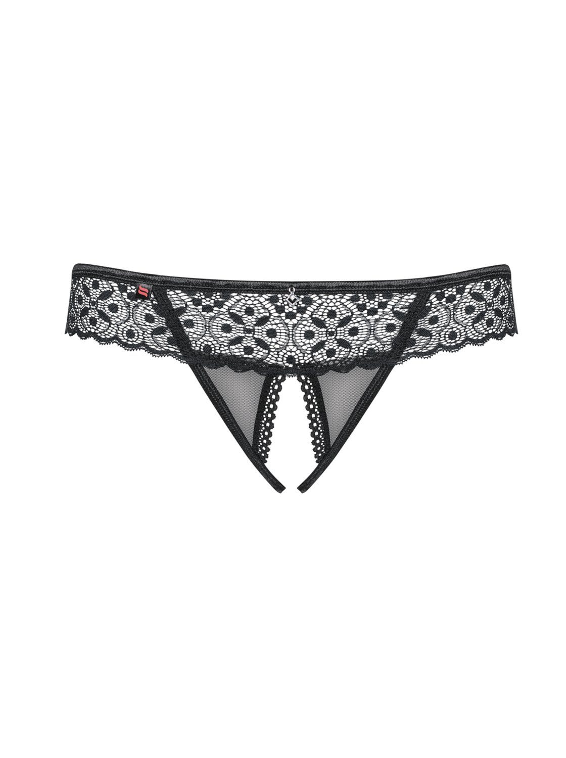 Obsessive Panty-Ouvert Ouvert-String Shibu schwarz Thong mit Schmuck transparent (einzel, 1-St)