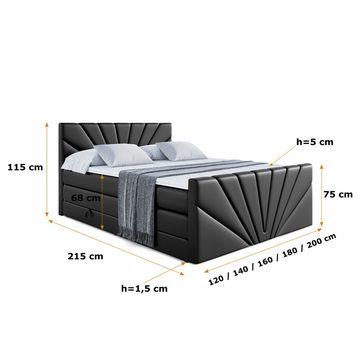 ALTDECOR Boxspringbett MILTIO-Z KING (Multipocket-Matratze H4, H3 Matratze Bonellfederung, Topper, Kopfteil)