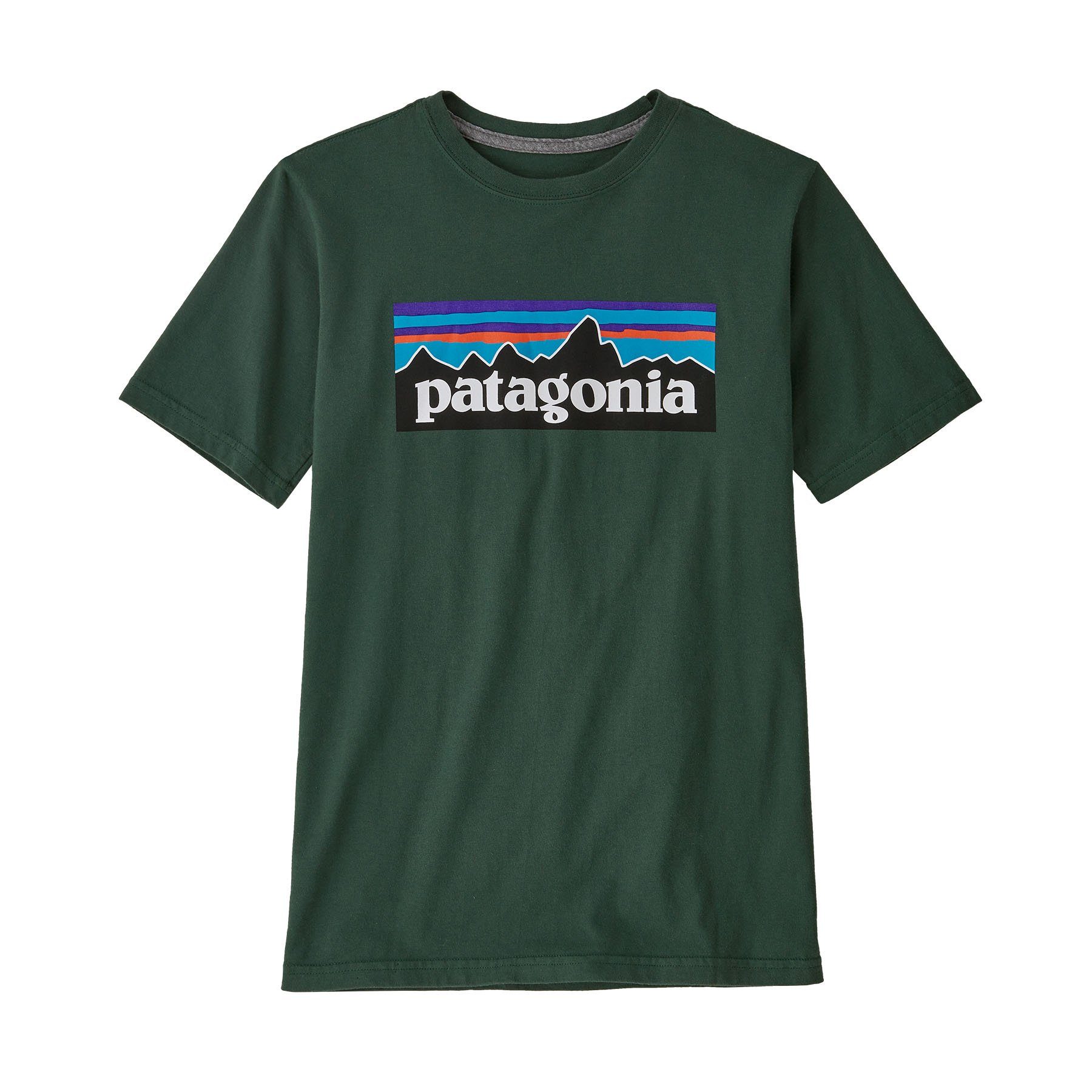 Patagonia T-Shirt Patagonia Kinder T-Shirt Regenerative Organic Certified Cotton P-6 Logo Mini pinyon green