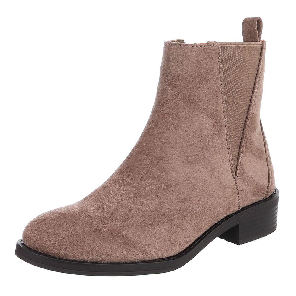 Ital-Design Damen Chelsea Boot mit Blockabsatz & Elastikeinsatz Stiefelette (92125578) Blockabsatz Chelsea Boots in Hellbraun