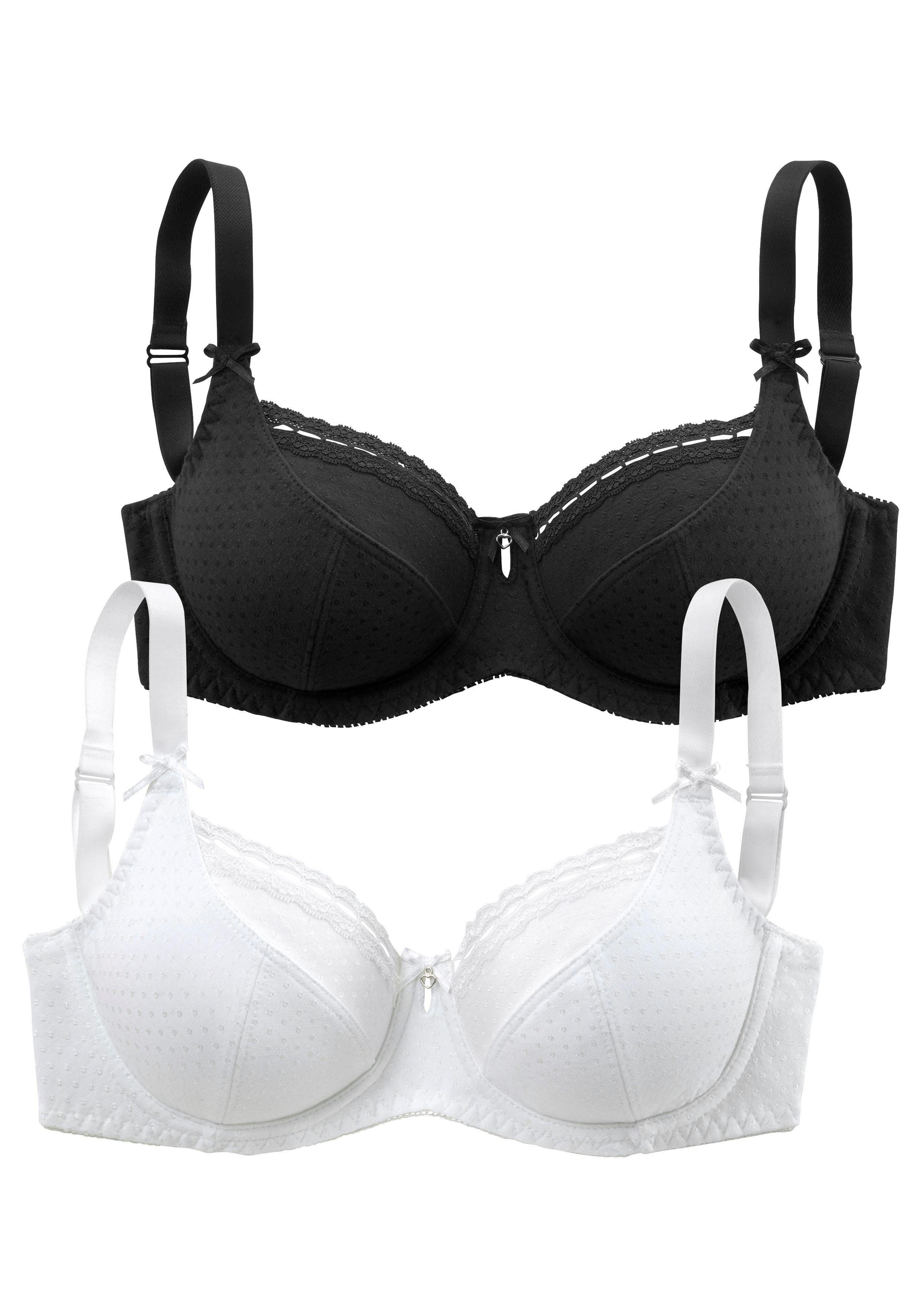 petite fleur by Lascana Bügel-BH, Baumwoll-BH, Dirndl-BH (Packung, 2 Stück) aus Baumwolljacquard, große Größen, Dessous – Bild 2 von 5
