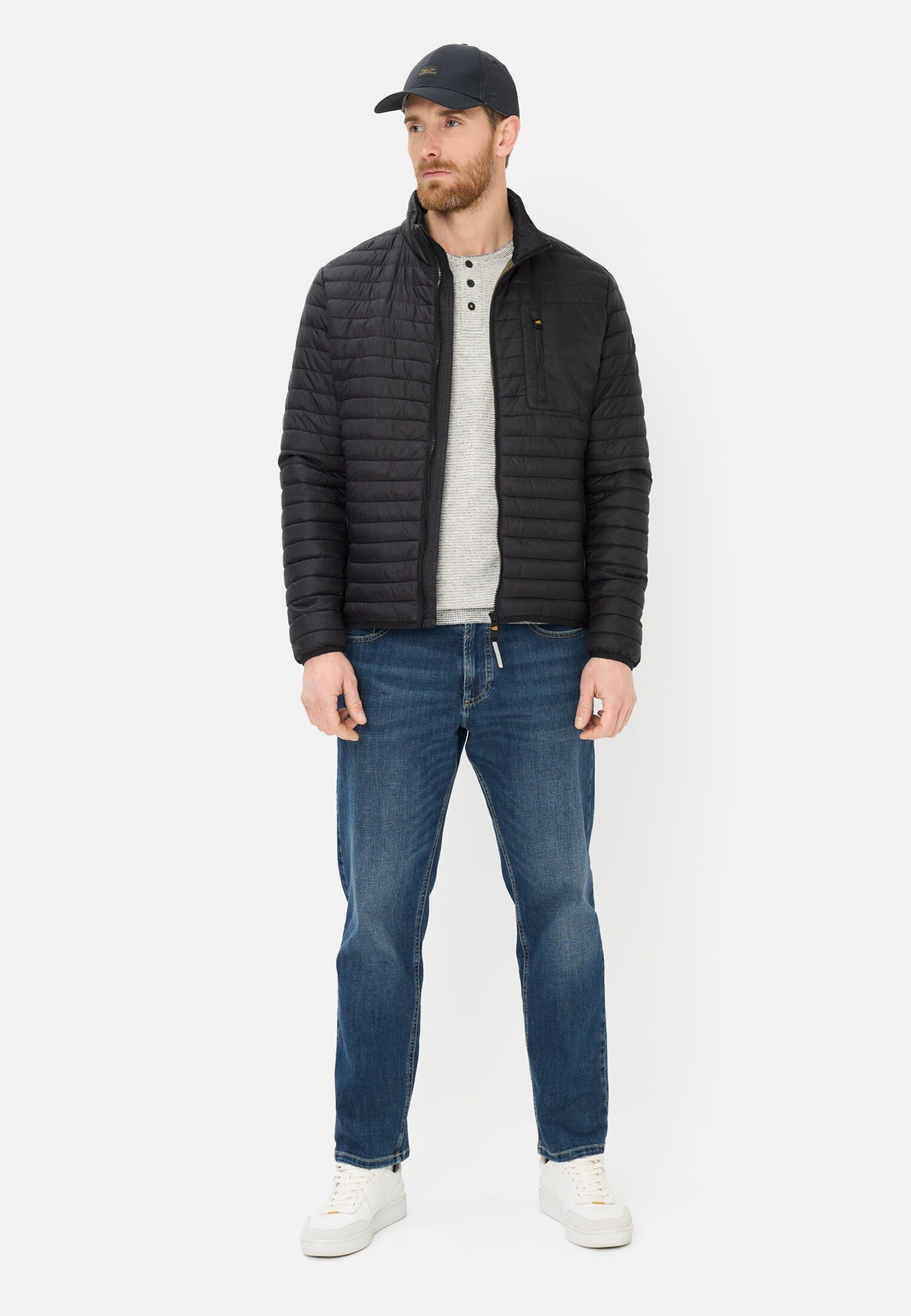 camel active Steppjacke Stepppjacke mit wasserabweisender Funktion Langarm Markenlogo