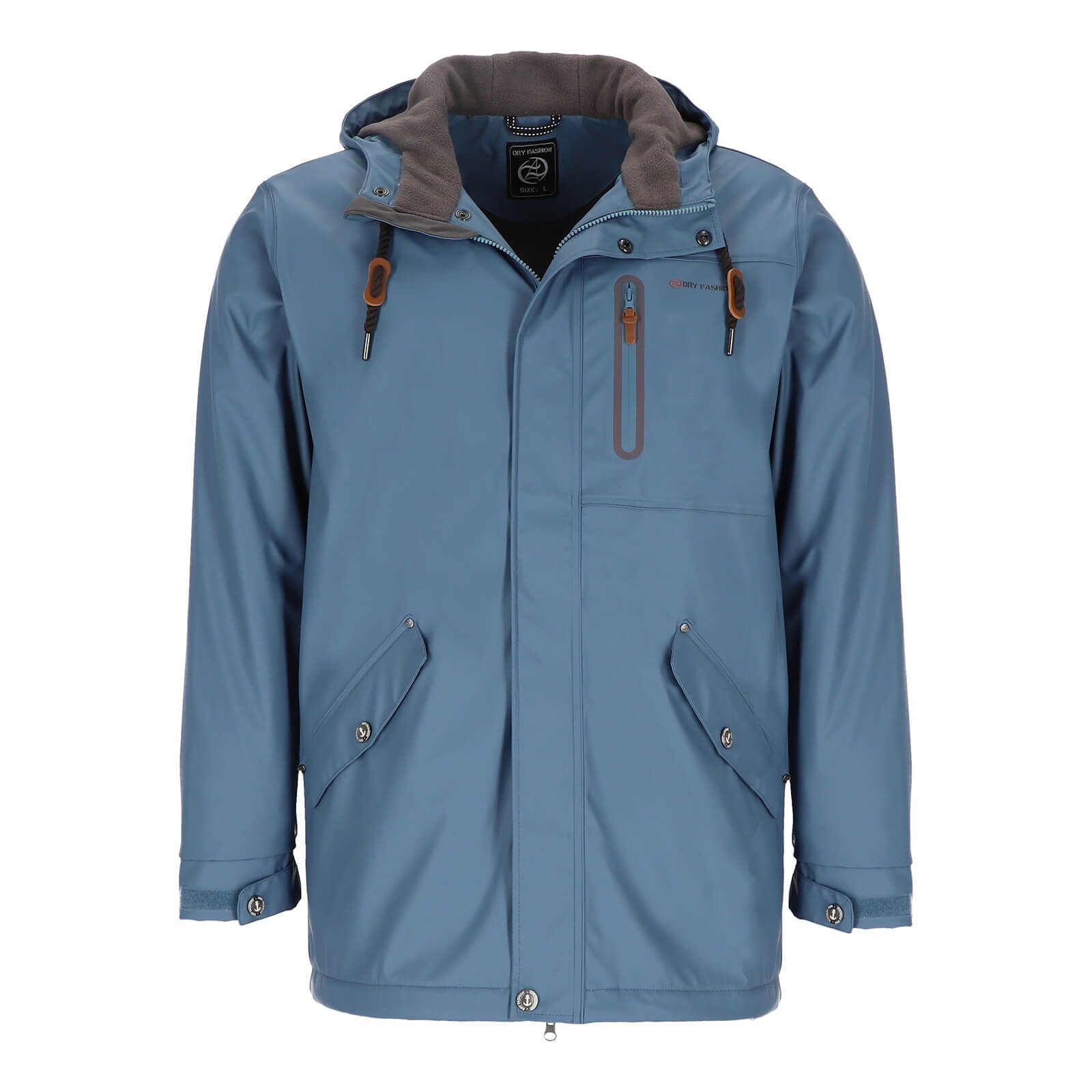 Dry Fashion Regenjacke Bergen Herren Regenmantel Fleece-Futter - Outdoor-Jacke Wasserdicht Parka Winddicht, Verschweißte Nähte, 2-Wege-Reißverschluss, Kapuze