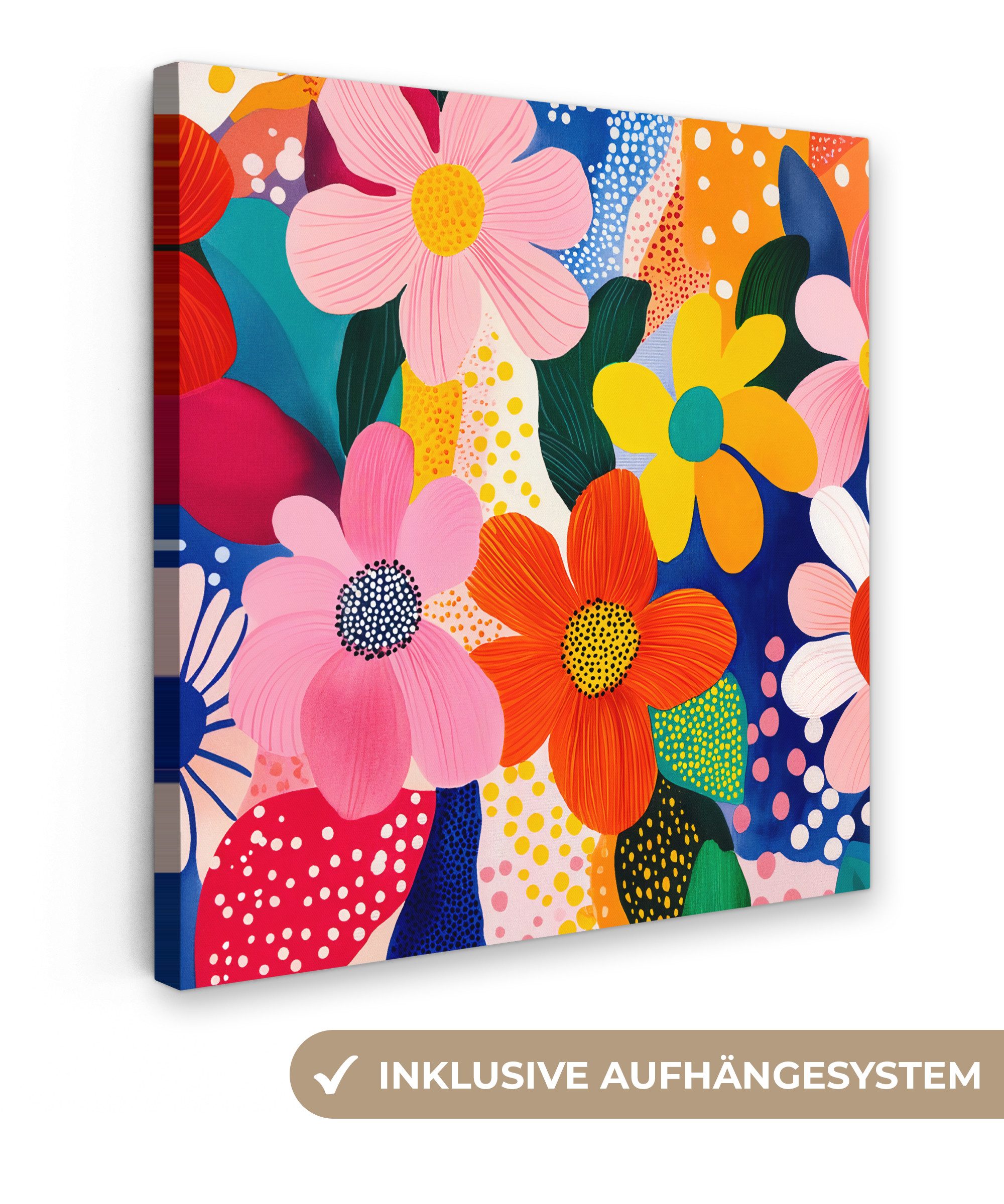 OneMillionCanvasses® Leinwandbild Blumen - Bunt - Tupfen, Fotodruck (1 St), günstig online kaufen