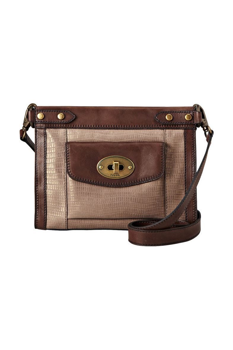 Umhängetasche Leder Stoff Braun VRV - ZB5445839