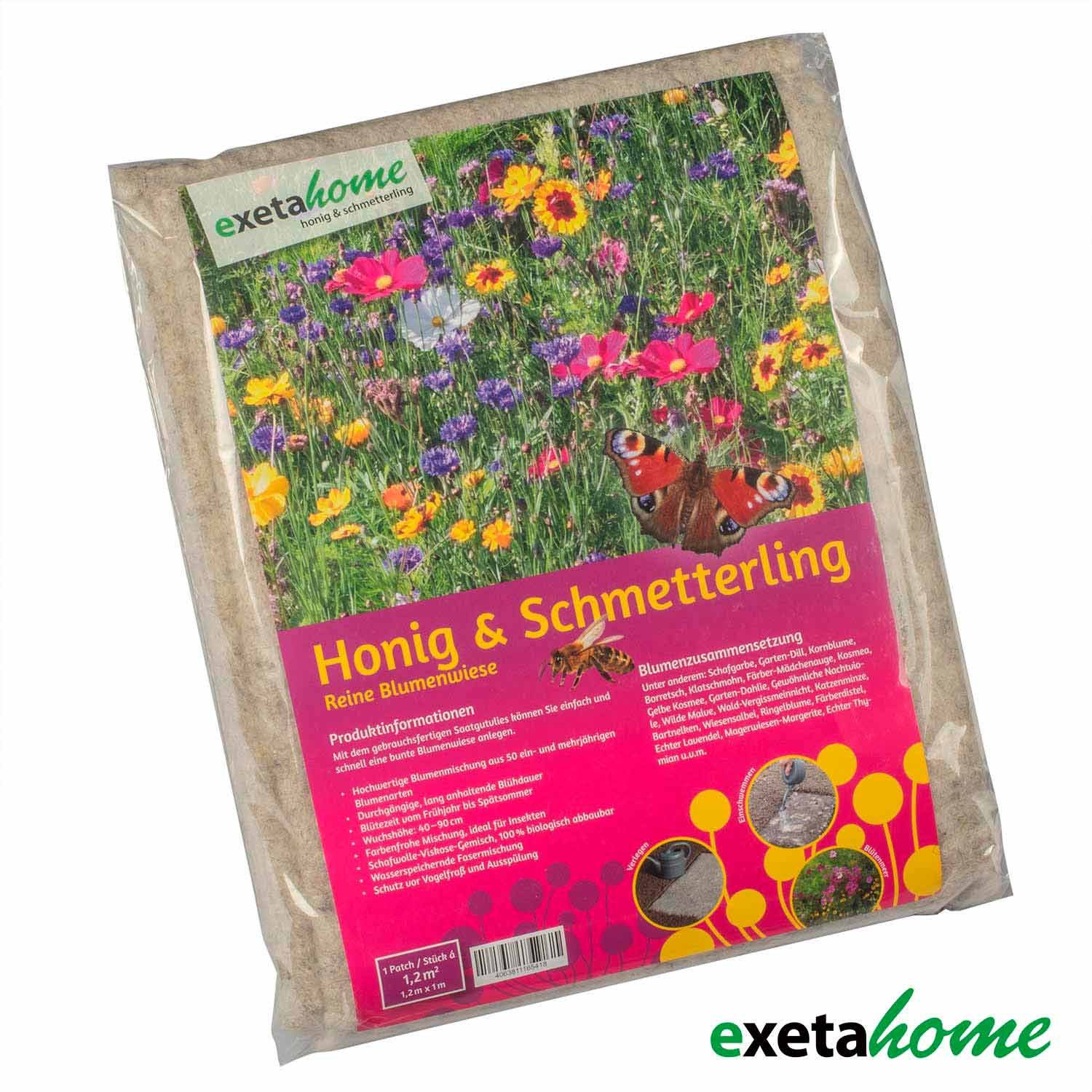 Blumensamen Blumenwiesenmatte 1 x 1,2 m über 50 Blumenarten farbenfroh Bunt