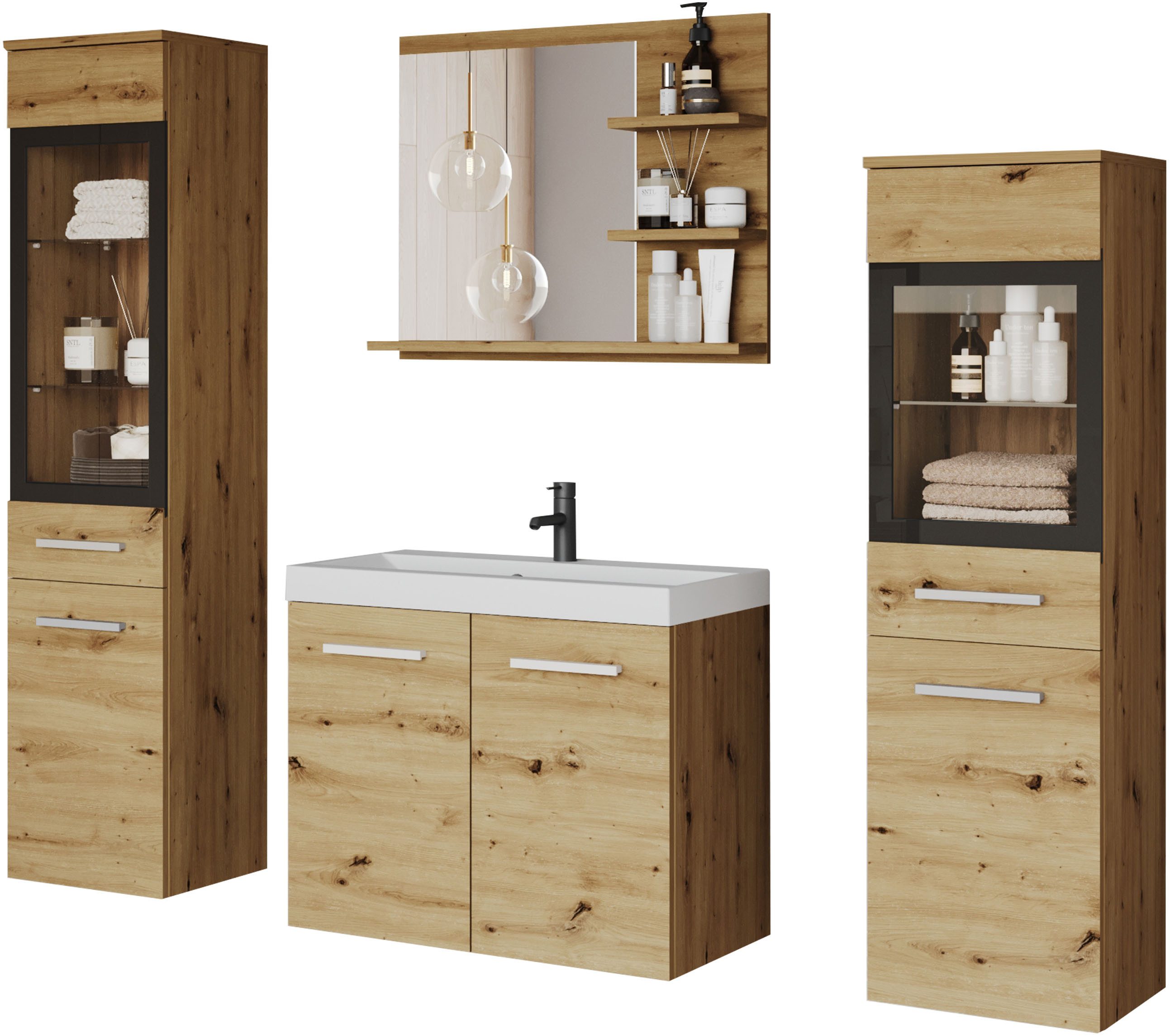 welltime Badmöbel-Set MADRIT, (Komplett-Set, 4-St., mit günstig online kaufen