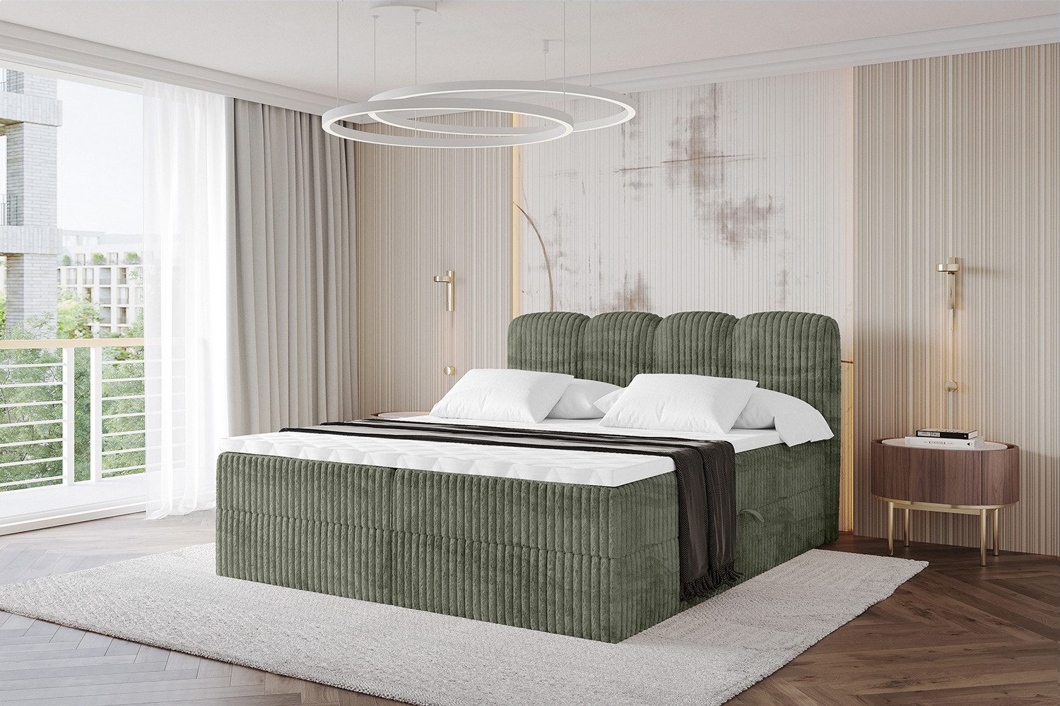 ALTDECOR Boxbett NINA (Multipocket-Matratze H4, H3 Matratze Bonellfederung, Topper, Kopfteil)