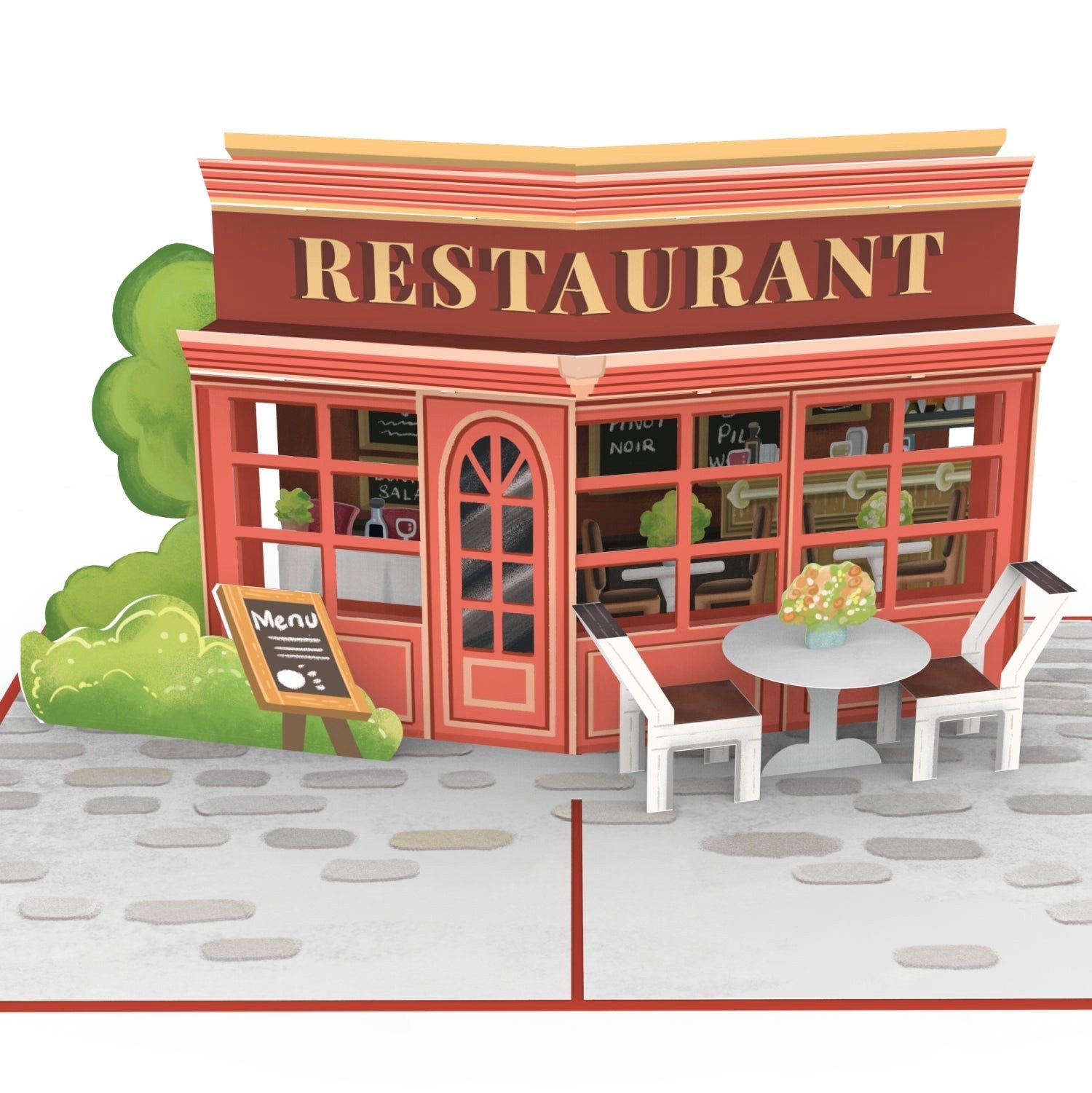papercrush Geschenkkarte Restaurant Pop-Up Karte, Handgemacht, Lasergeschnitten, Pop Up