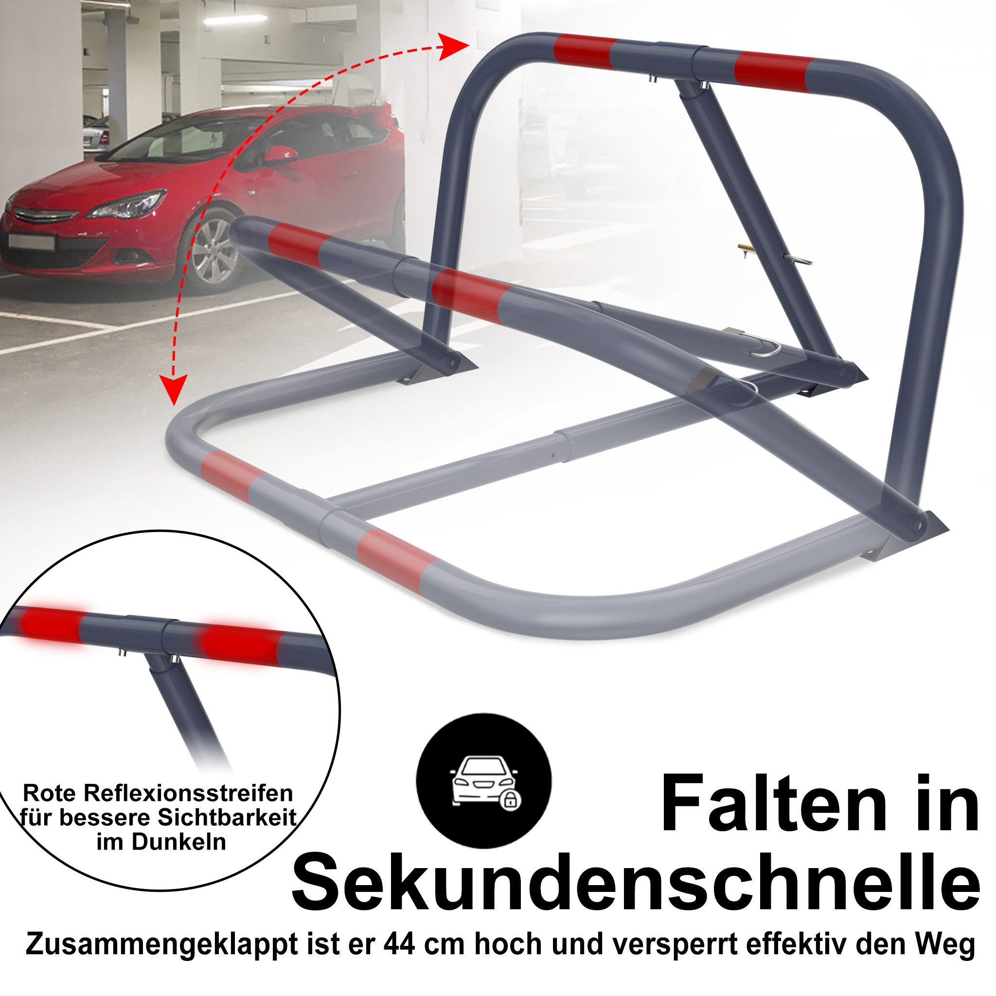 FIVMEN Absperrpfosten Parkplatzsperre mit Sperrbügel Absperrpfosten Parkbügel mit Schlüsseln, für Garage, Parkplätze und Garagen