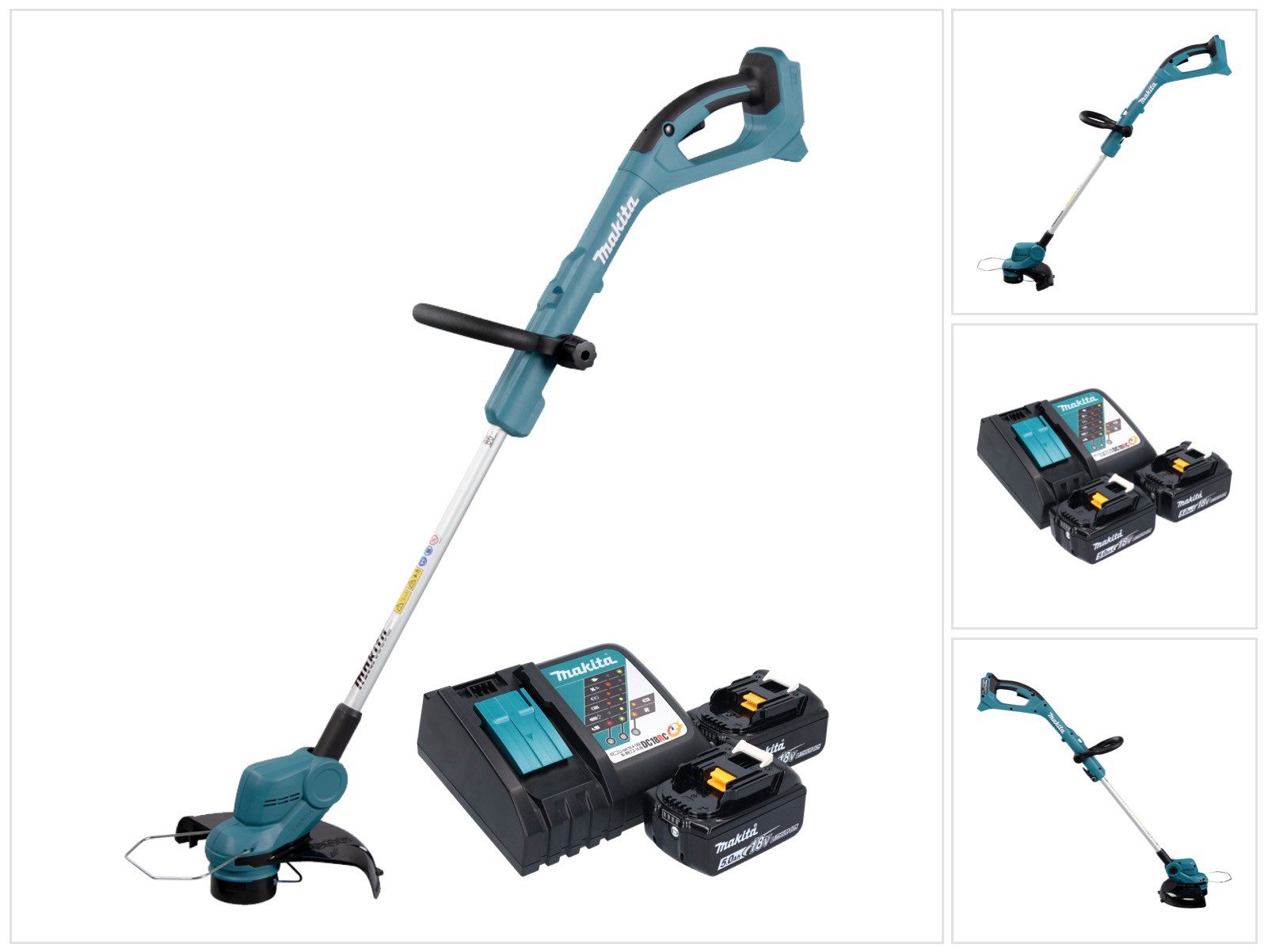 Makita Akku-Rasentrimmer DUR 193 RT Akku Rasentrimmer 18 V 260 mm + 2x Akku 5,0 Ah + Ladegerät