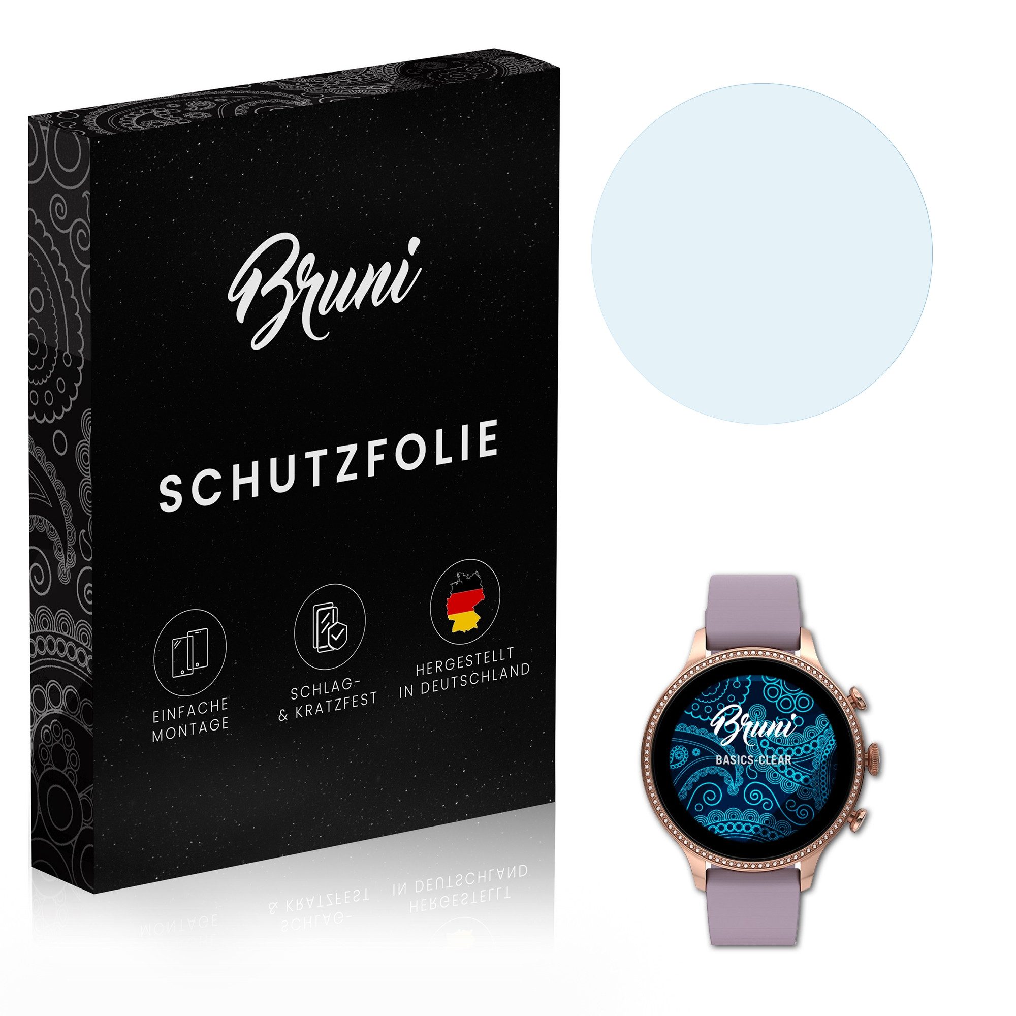 Bruni Schutzfolie Glasklare Displayschutzfolie für Fossil Gen 6 42mm, (2 Folien), praktisch unsichtbar