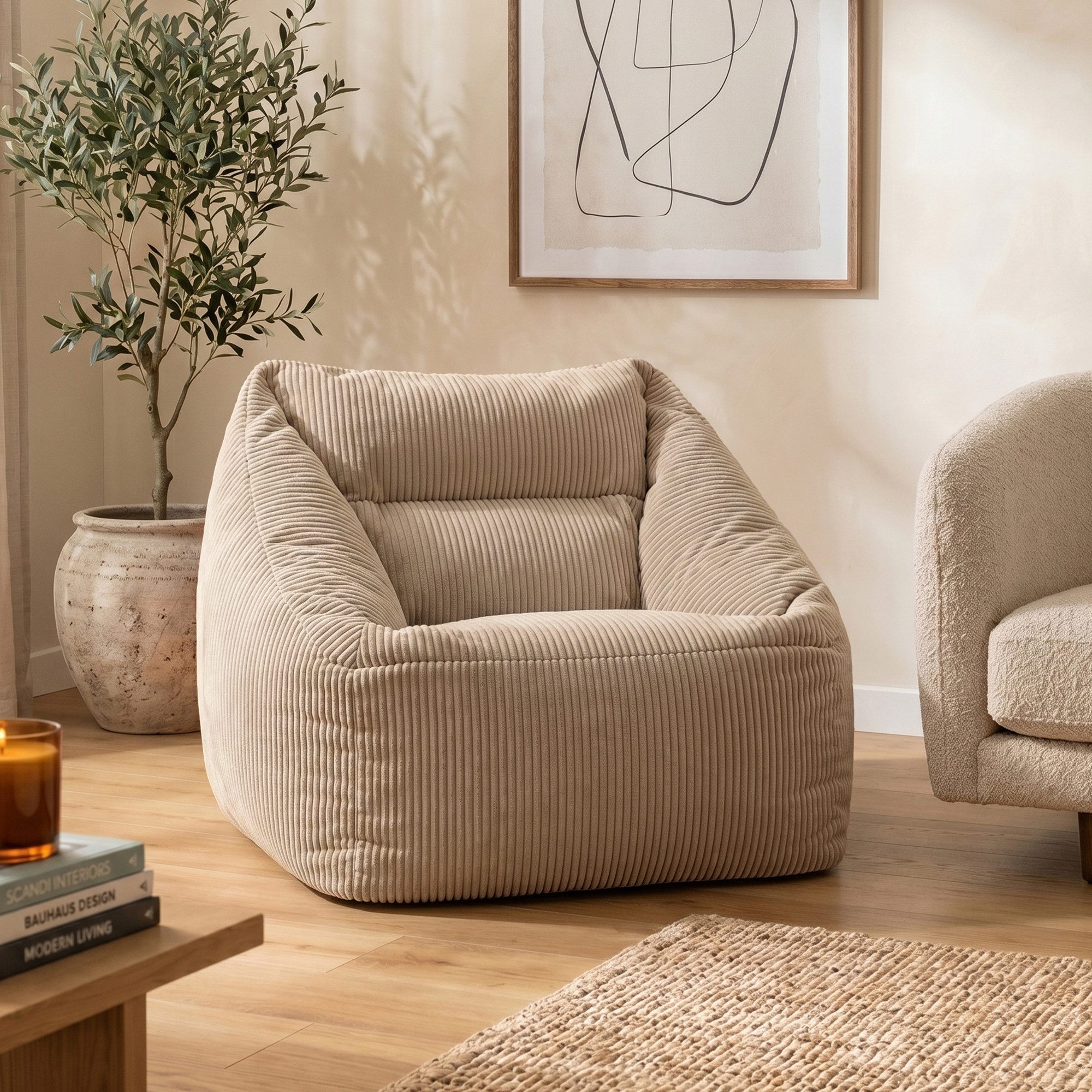 icon Sitzsack Riesen Sessel aus Cord Flauschig „Natalia", Sitzsack XXL, Made in Germany, für Erwachsene & Kinder, für Wohnzimmer