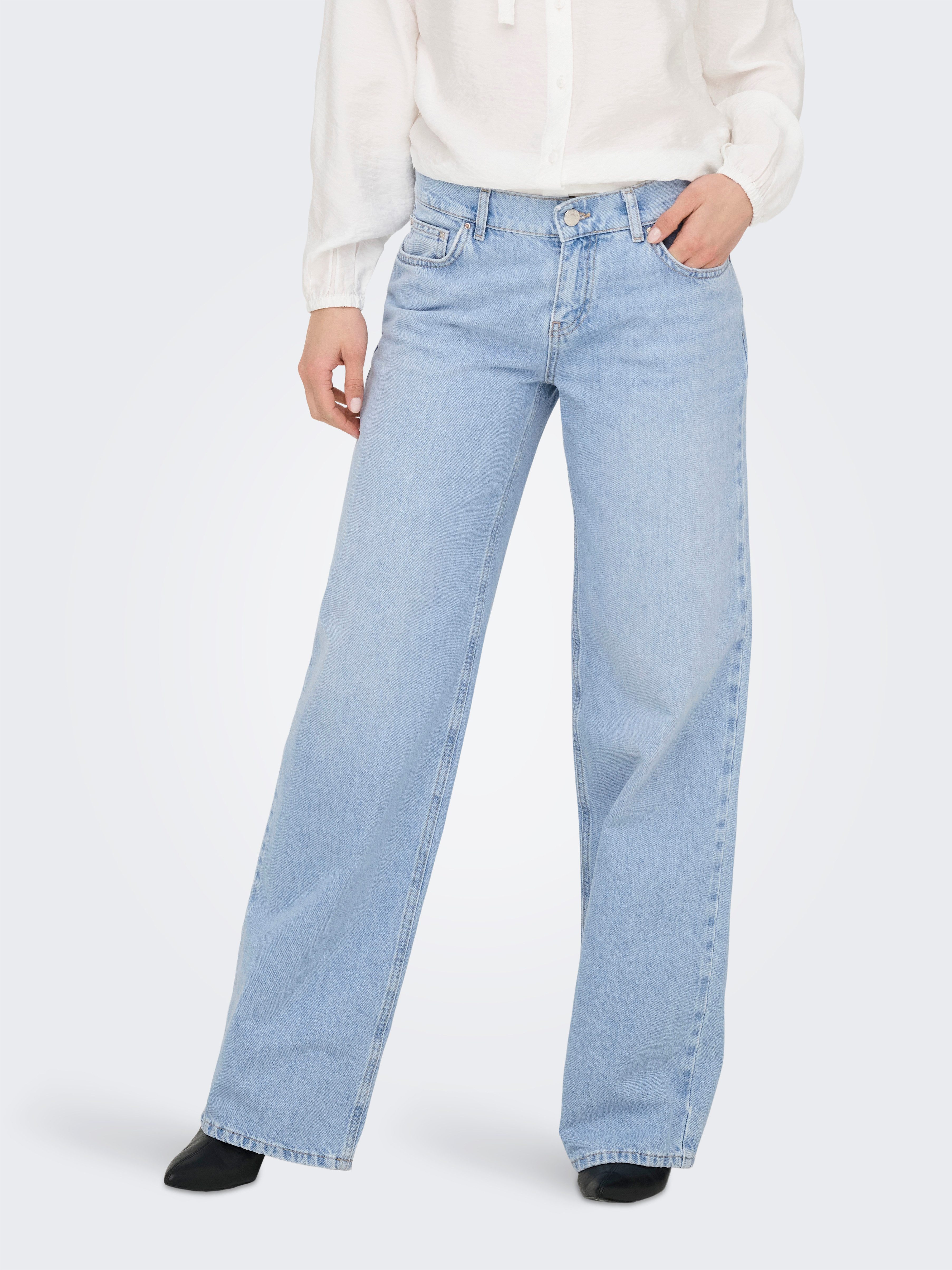 ONLY Low-rise-Jeans ONLBRENDA LOW WIDE DNM CRO045 Baumwolle, low waist, wide fit