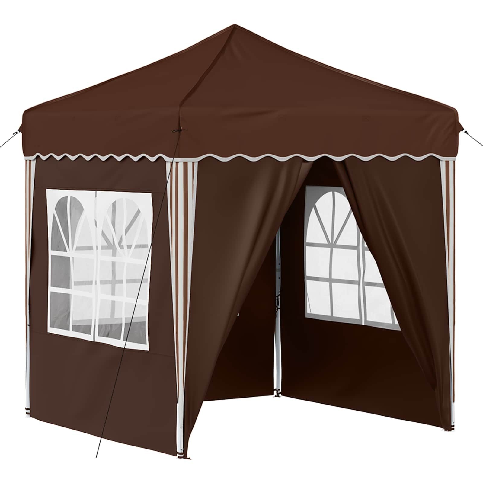vidaXL Partyzelt Pop-up Partyzelt 195 x 195 x 245 cm Braun Oxford-Stoff