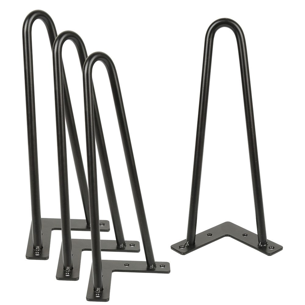 JEOBEST Bücherregal Hairpin Legs,Haarnadelbeine,Hairpin Legs Austauschbare Tisch,2 Streben, DIY 4er Set, 20-50 cm hoch, Metall, Mit Bodenschoner