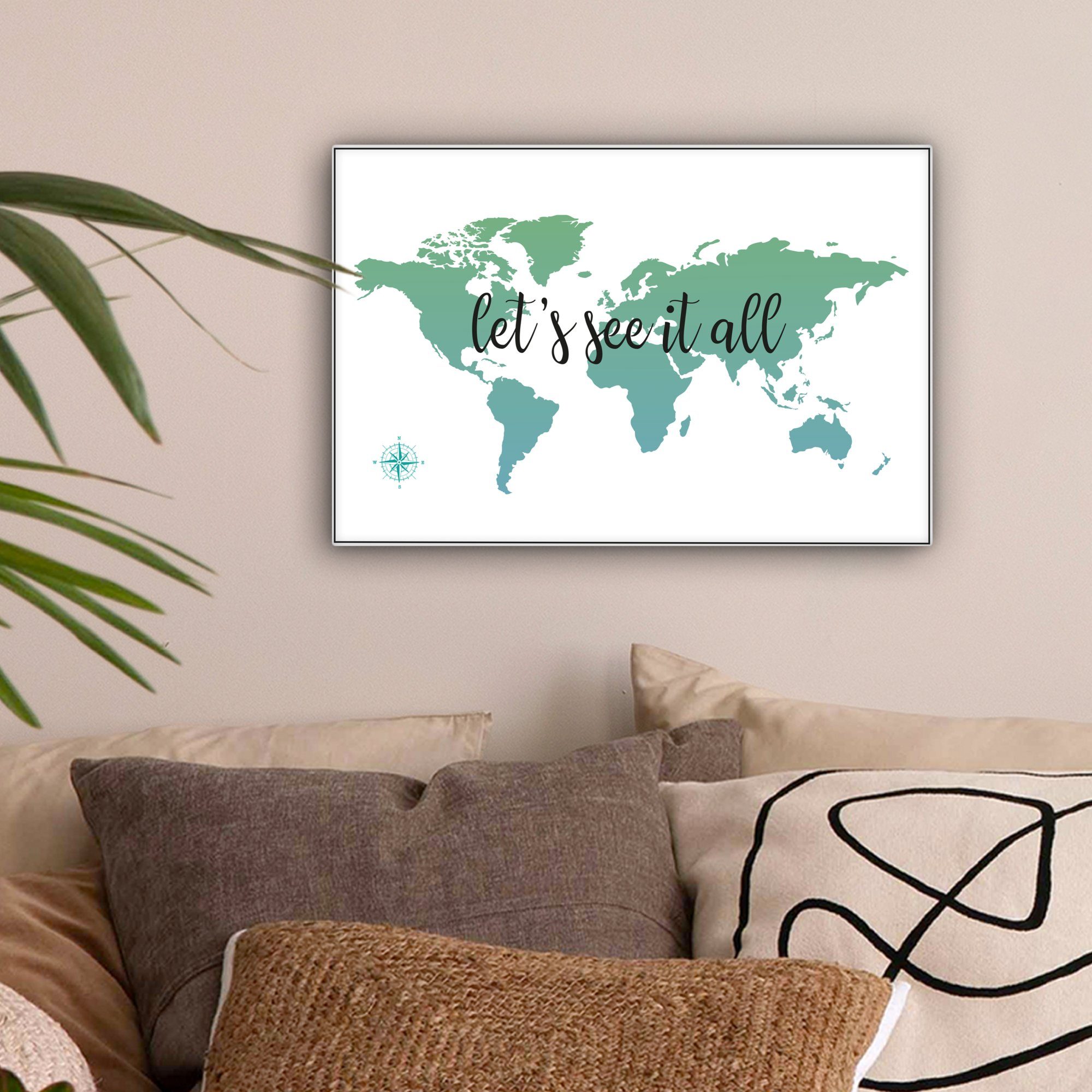 OneMillionCanvasses® Leinwandbild Weltkarte - Grün - günstig online kaufen