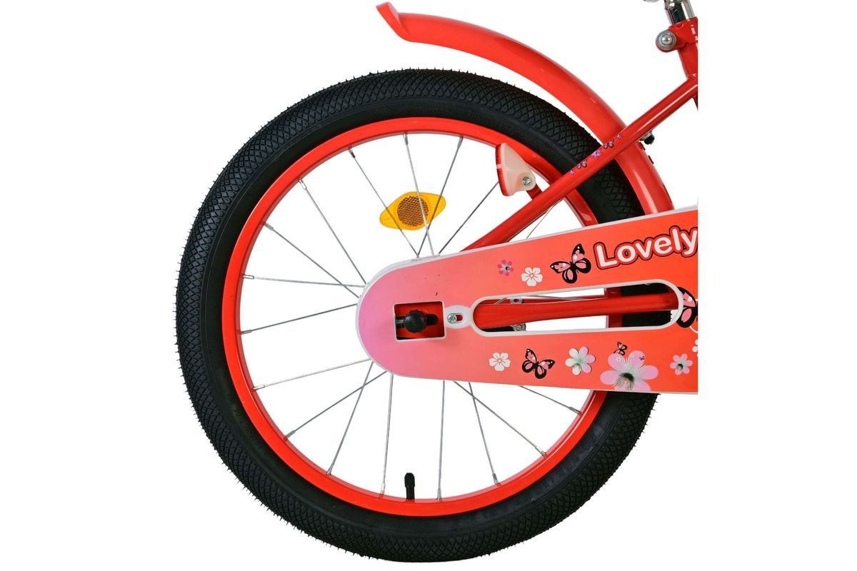 Volare Kinderfahrrad 18 Zoll Kinder Mädchen Fahrrad Kinderfahrrad Rad Bike LOVELY Rot 2078, 1 Gang, Rücktritt, Korb, Seitenständer, Schutzbleche, Klingel