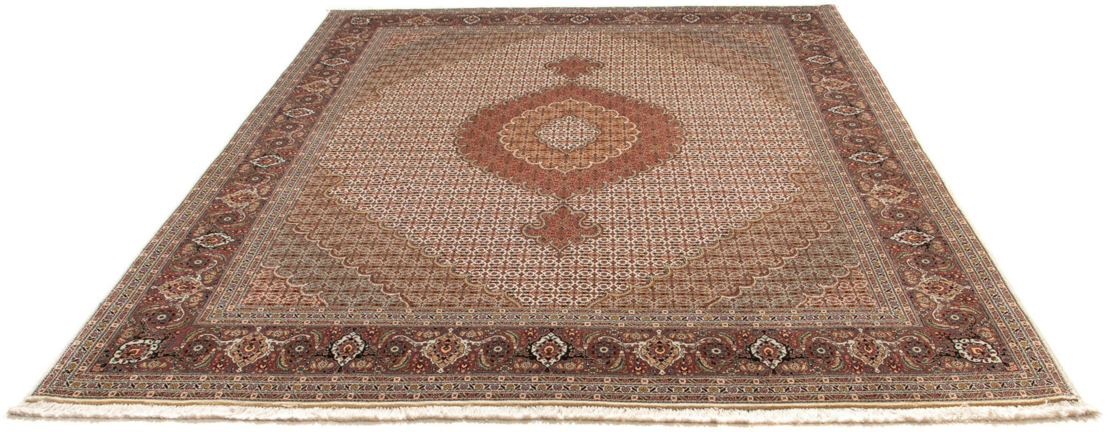 Orientteppich Perser - Täbriz - 252 x 202 cm - hellbraun, morgenland, rechteckig, Höhe: 10 mm, Wohnzimmer, Handgeknüpft, Einzelstück mit Zertifikat
