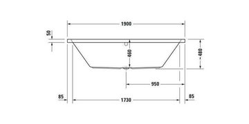 Duravit Badewanne Rechteck-Badewanne VERO AIR Einbauversion 2 RS 1900x900mm weiß