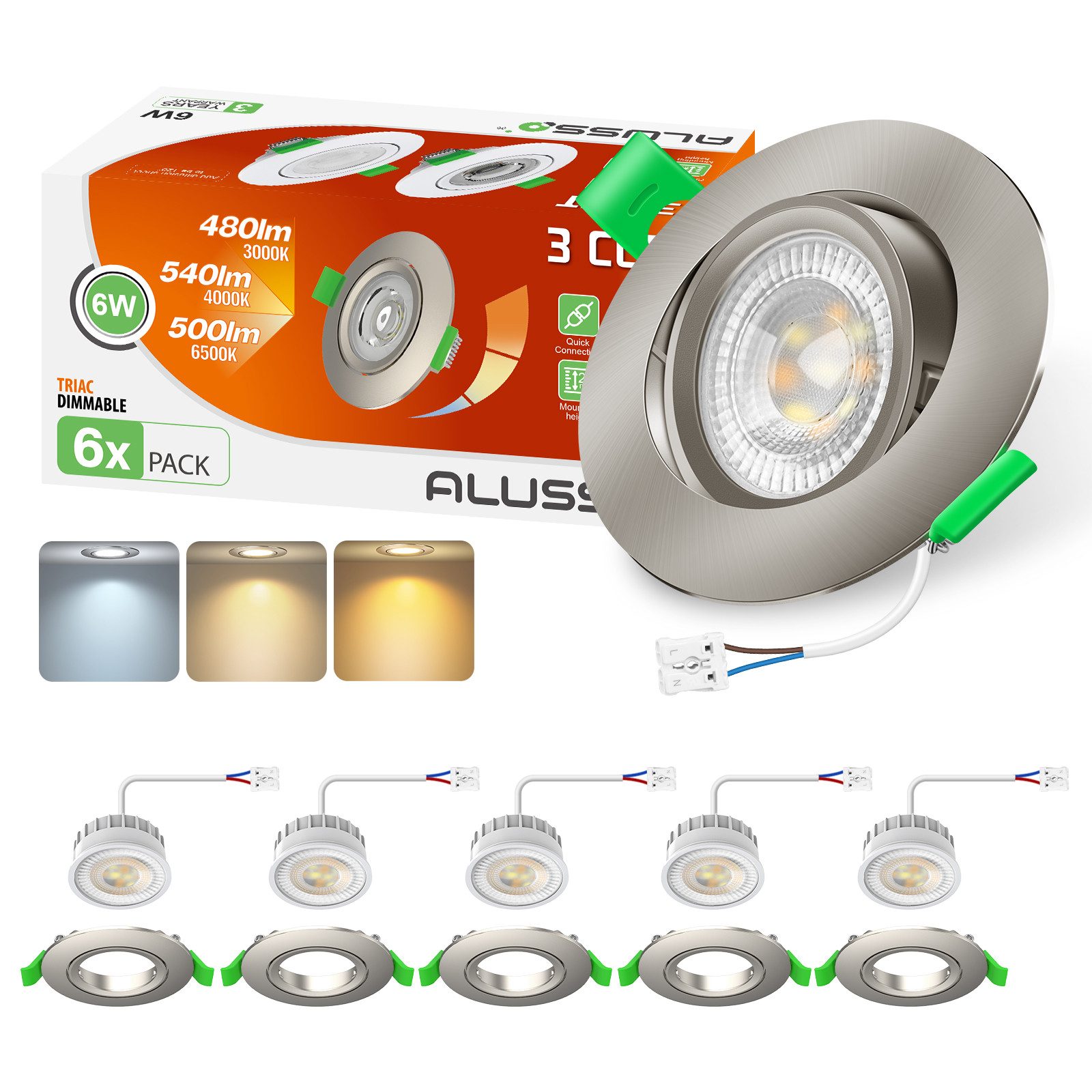ALUSSO LED Einbauleuchte 6er-Set, ED-Einbau-Spot, 6W, günstig online kaufen