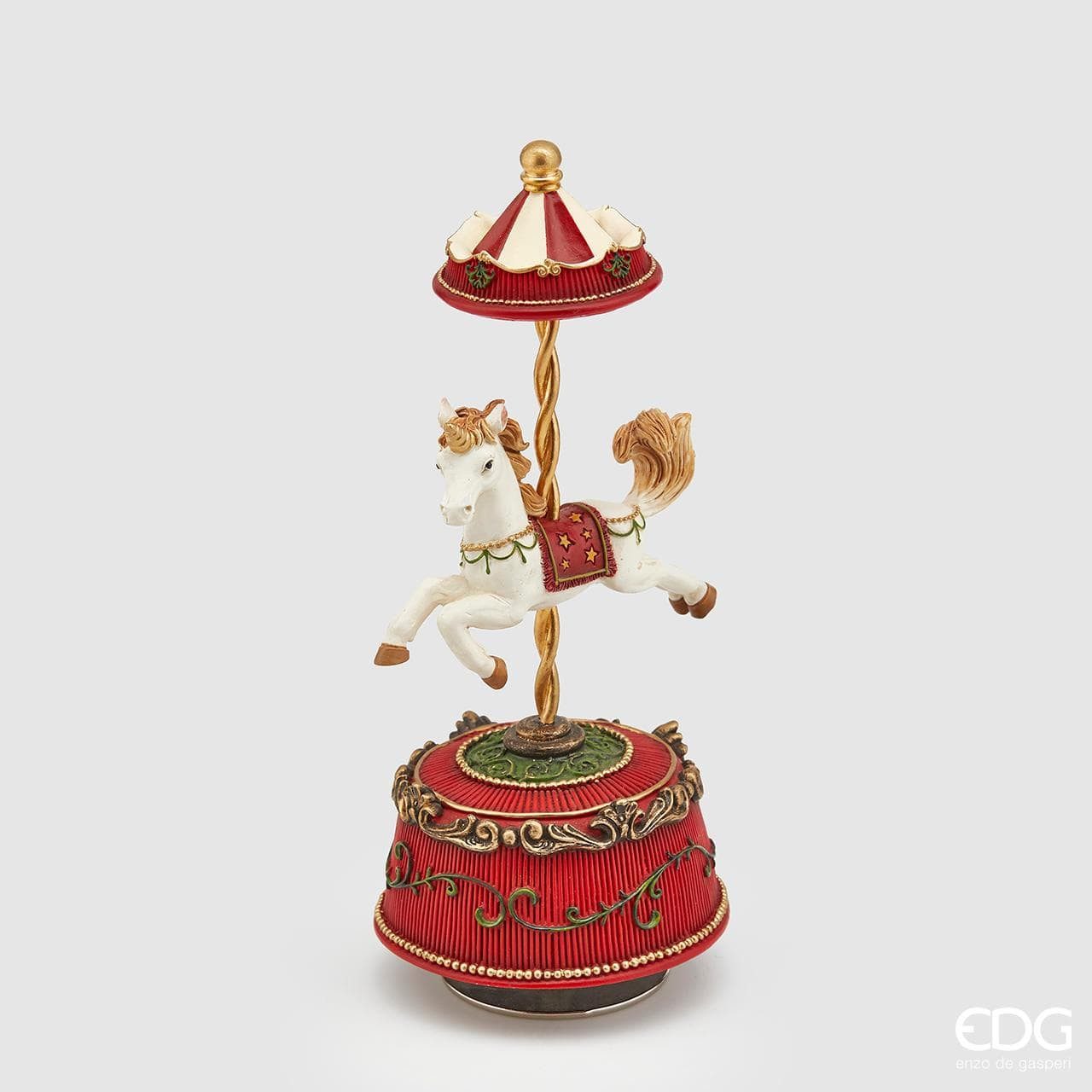 enzo de gasperi Dekoobjekt Spielzeugkarussell mit Musik und Pferd - Handaufzug